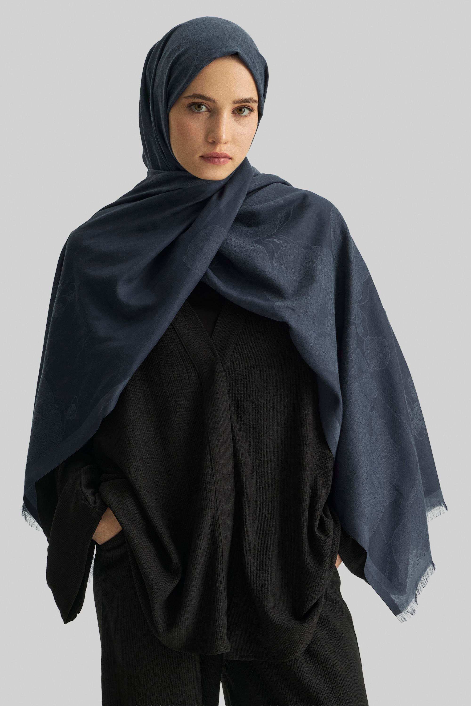 EFRAZ PAMUK İPEK ŞAL-INDIGO