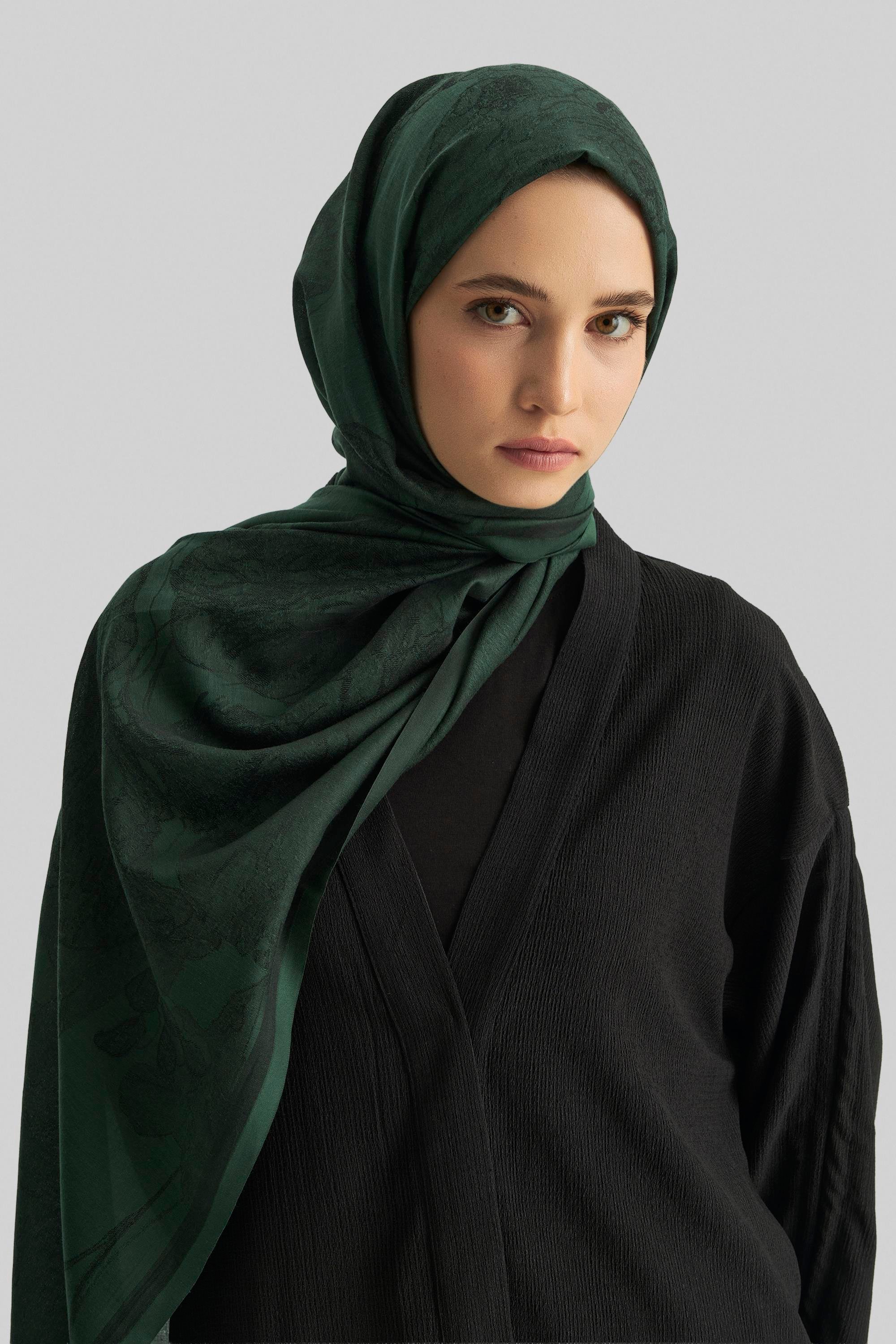 EFRAZ PAMUK İPEK ŞAL-KOYU YEŞİL