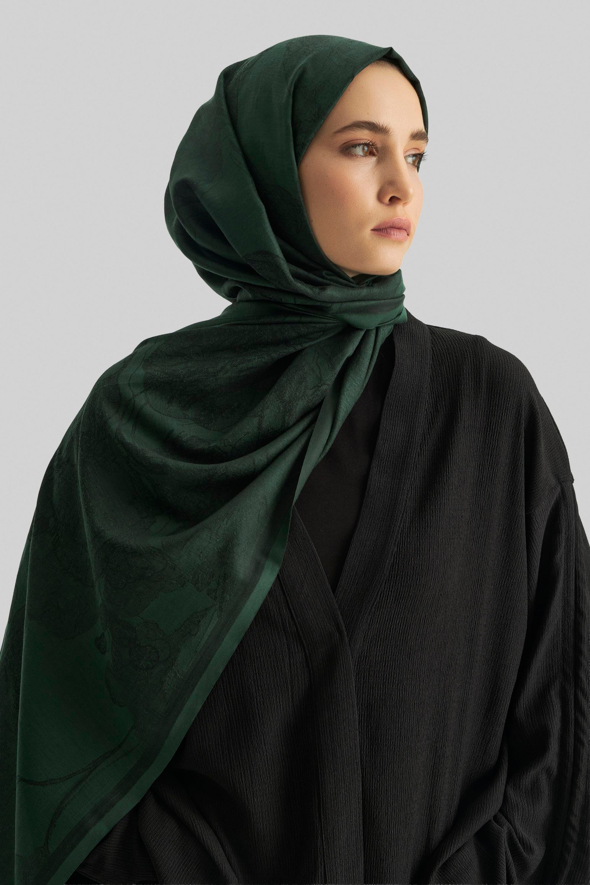 EFRAZ PAMUK İPEK ŞAL-KOYU YEŞİL