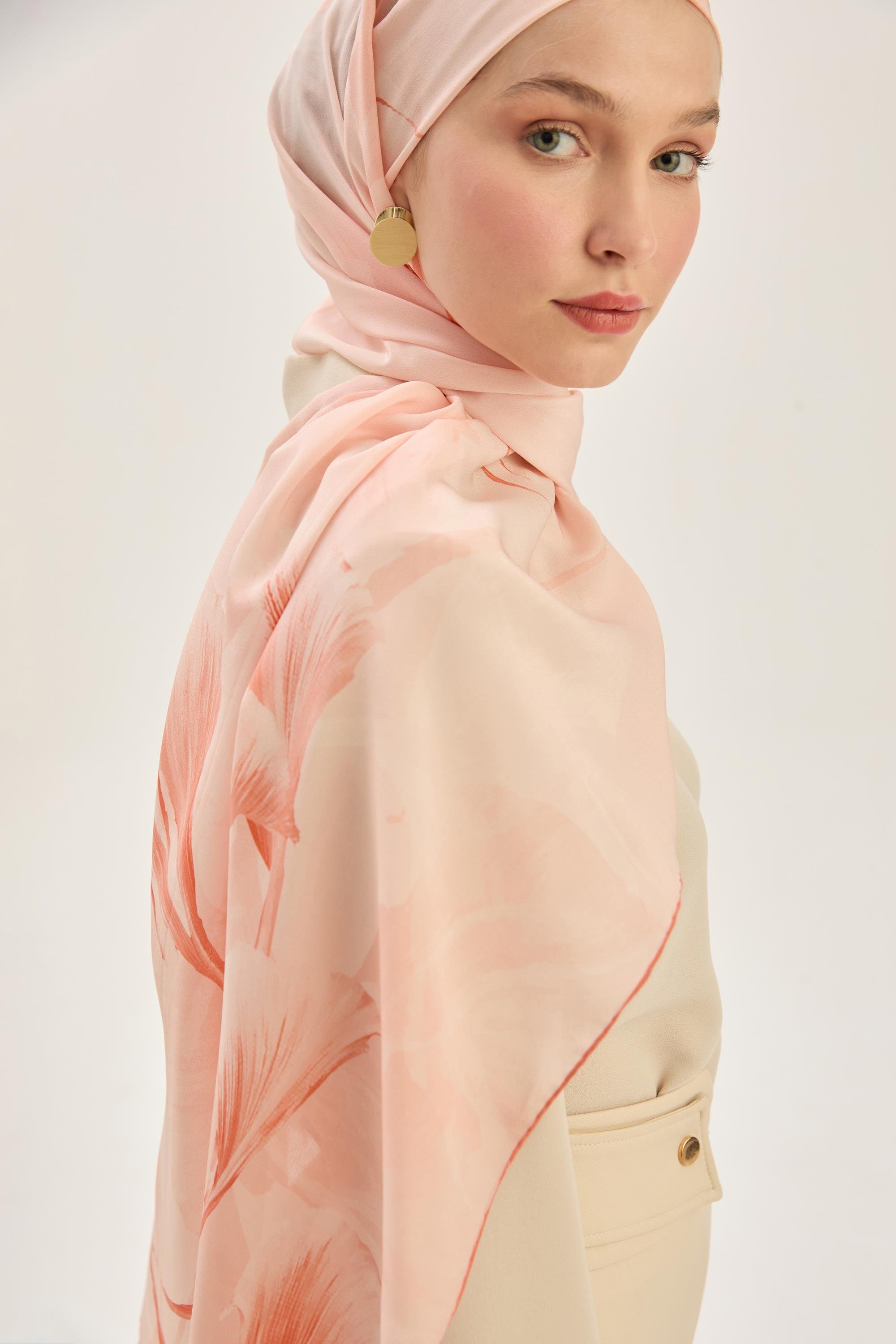 EFZA KREP İPEK ŞAL 70*190 CM - TURUNCU