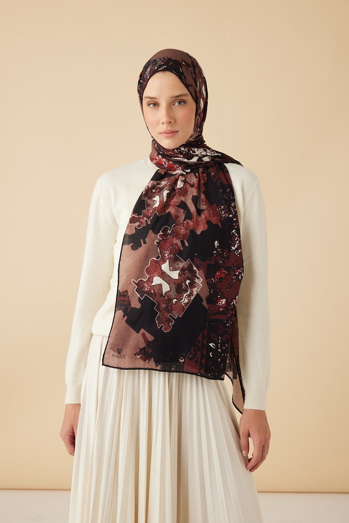 ELAN YÜN İPEK KAŞMİR ŞAL 70*200 CM - BORDO