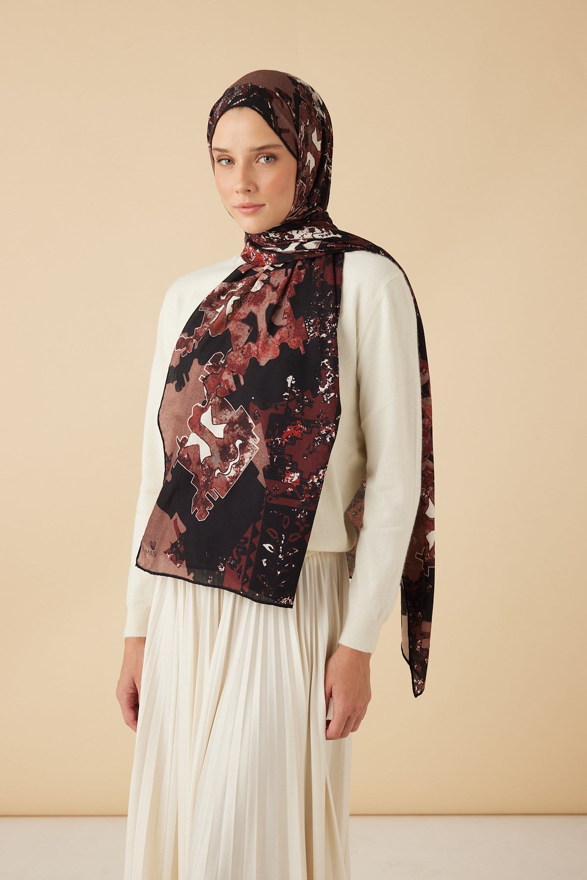 ELAN YÜN İPEK KAŞMİR ŞAL 70*200 CM - BORDO