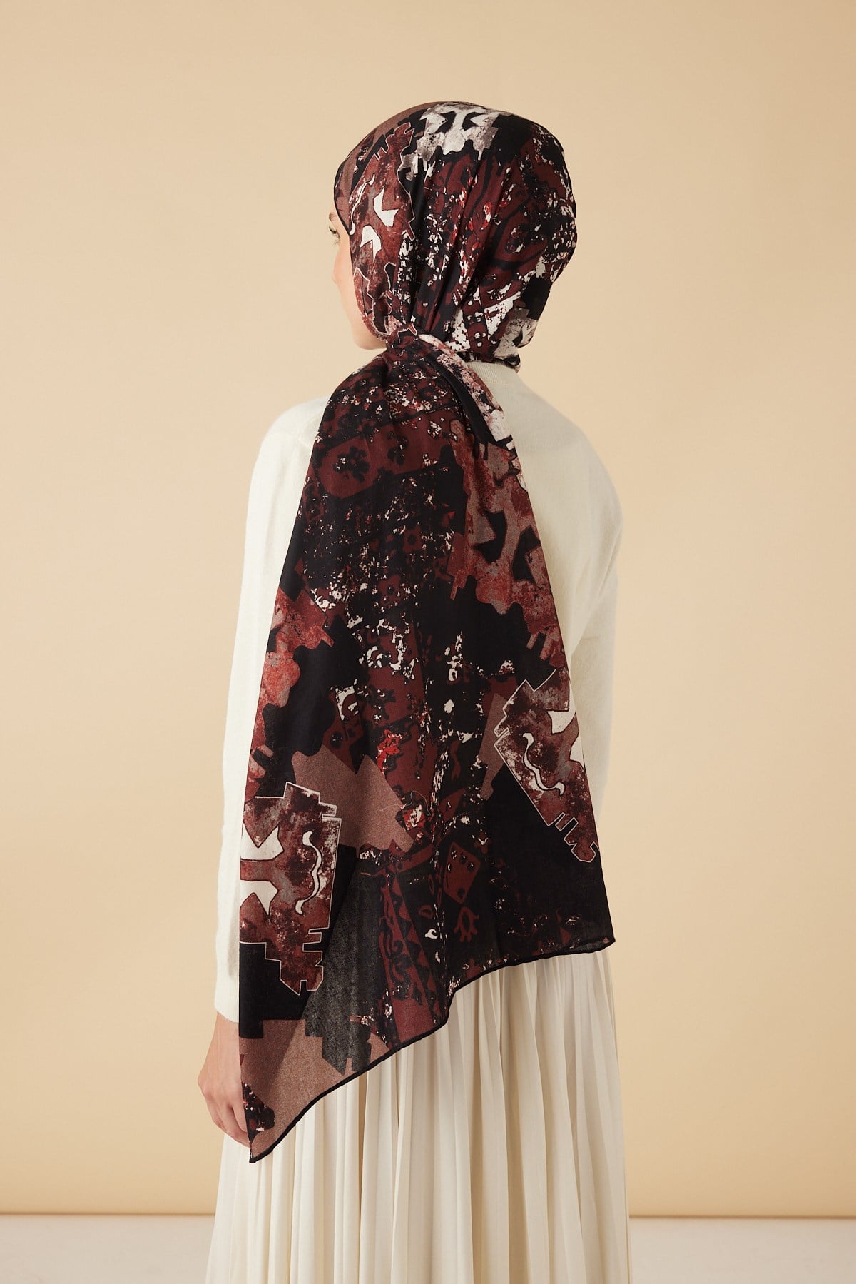 ELAN YÜN İPEK KAŞMİR ŞAL 70*200 CM - BORDO