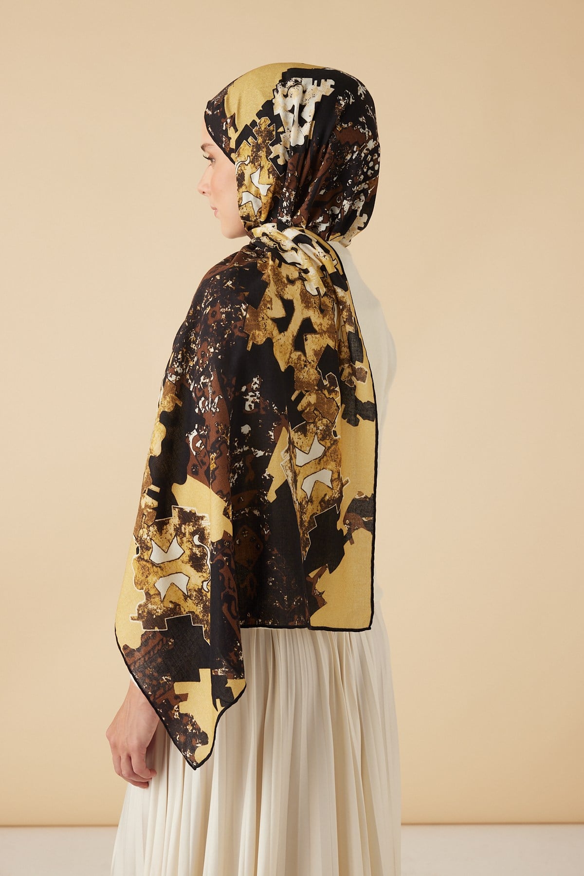ELAN YÜN İPEK KAŞMİR ŞAL 70*200 CM - KAHVERENGİ
