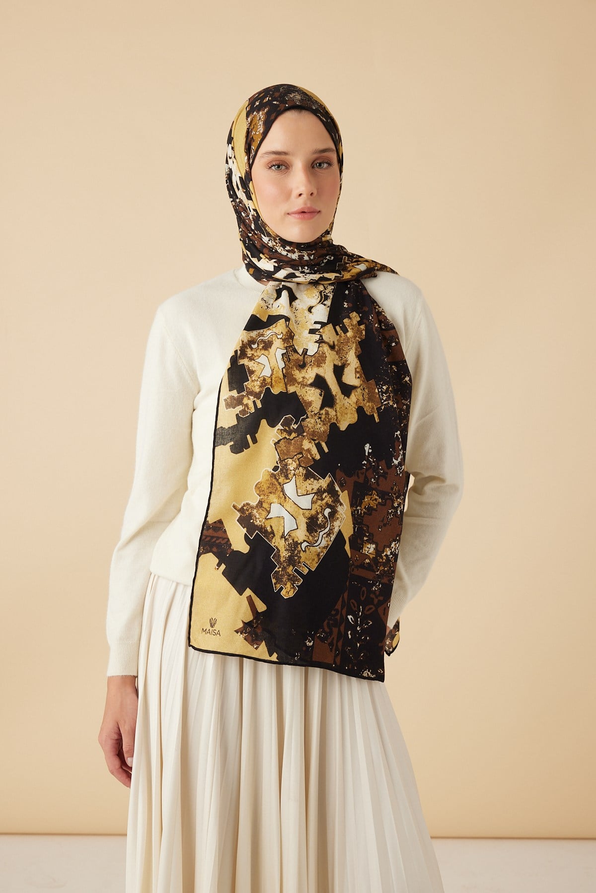 ELAN YÜN İPEK KAŞMİR ŞAL 70*200 CM - KAHVERENGİ