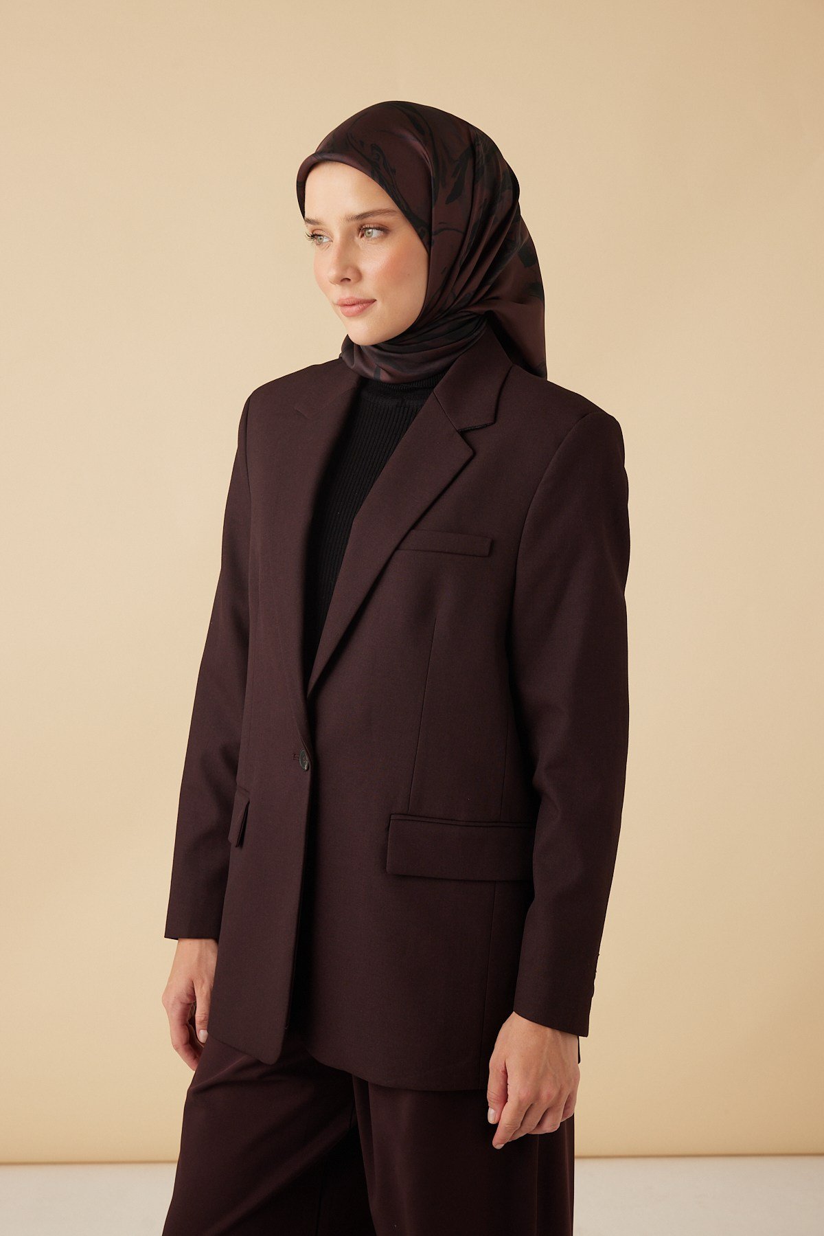 EVA TİVİL İPEK EŞARP 90*90 CM - BORDO