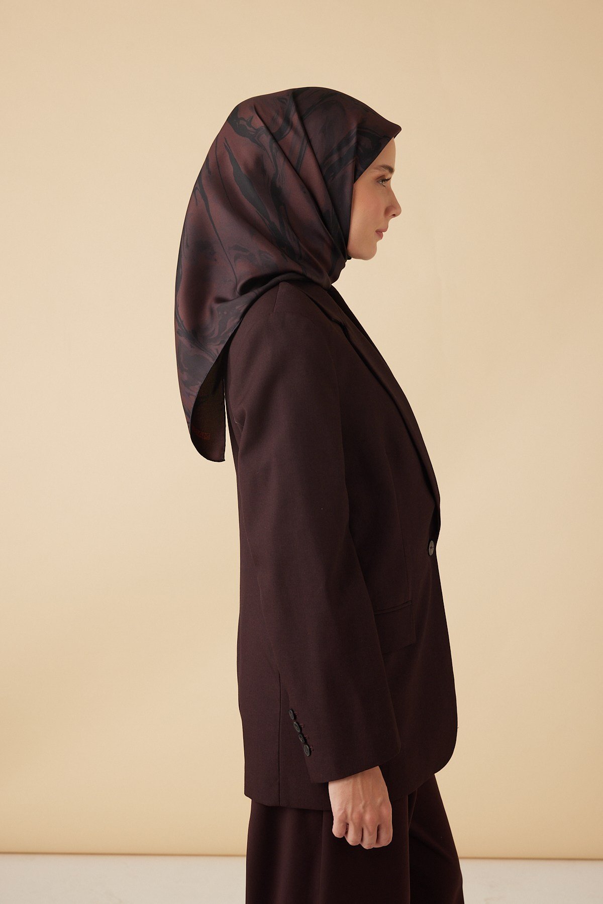 EVA TİVİL İPEK EŞARP 90*90 CM - BORDO