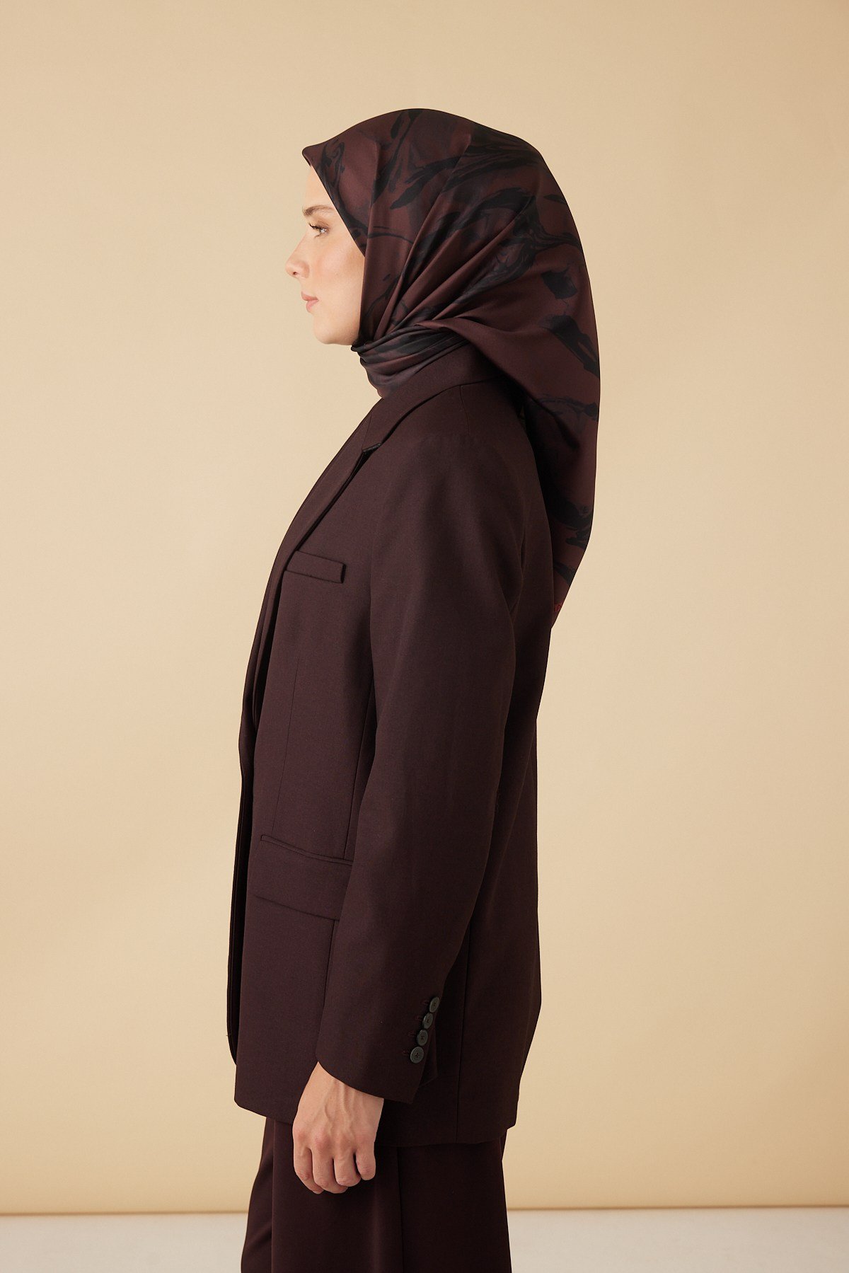 EVA TİVİL İPEK EŞARP 90*90 CM - BORDO