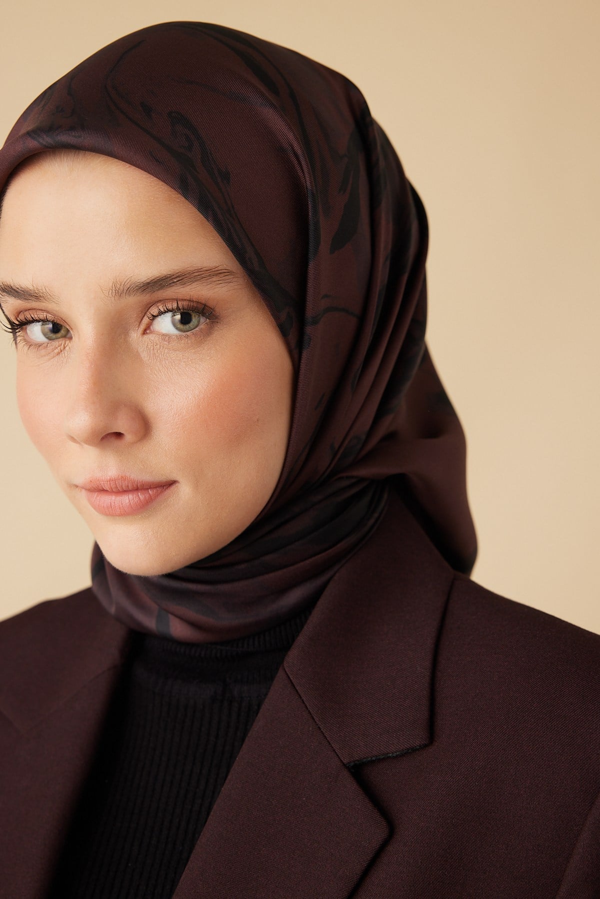 EVA TİVİL İPEK EŞARP 90*90 CM - BORDO