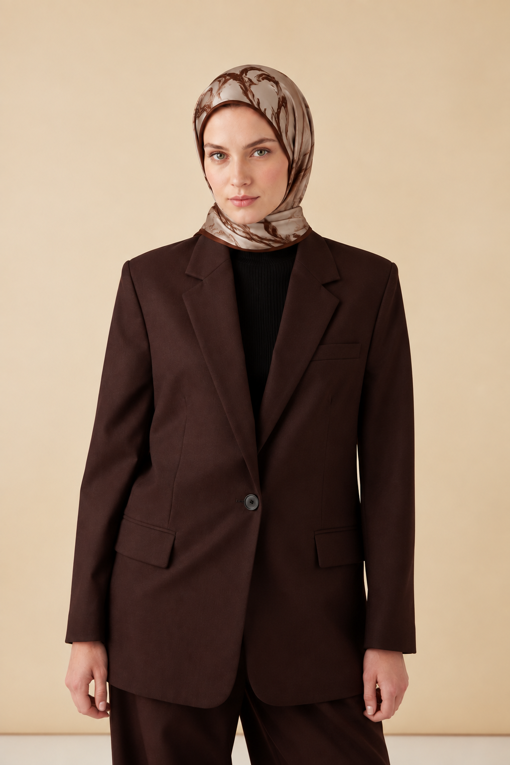 EVA TİVİL İPEK EŞARP 90*90 CM - CAMEL