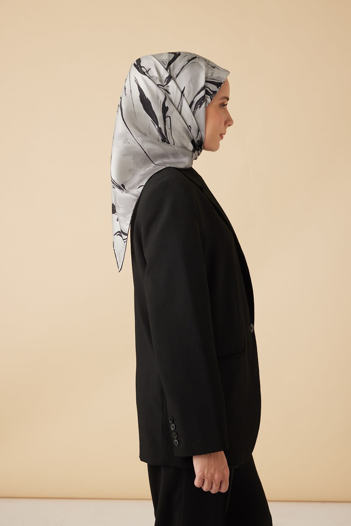 EVA TİVİL İPEK EŞARP 90*90 CM - GRİ