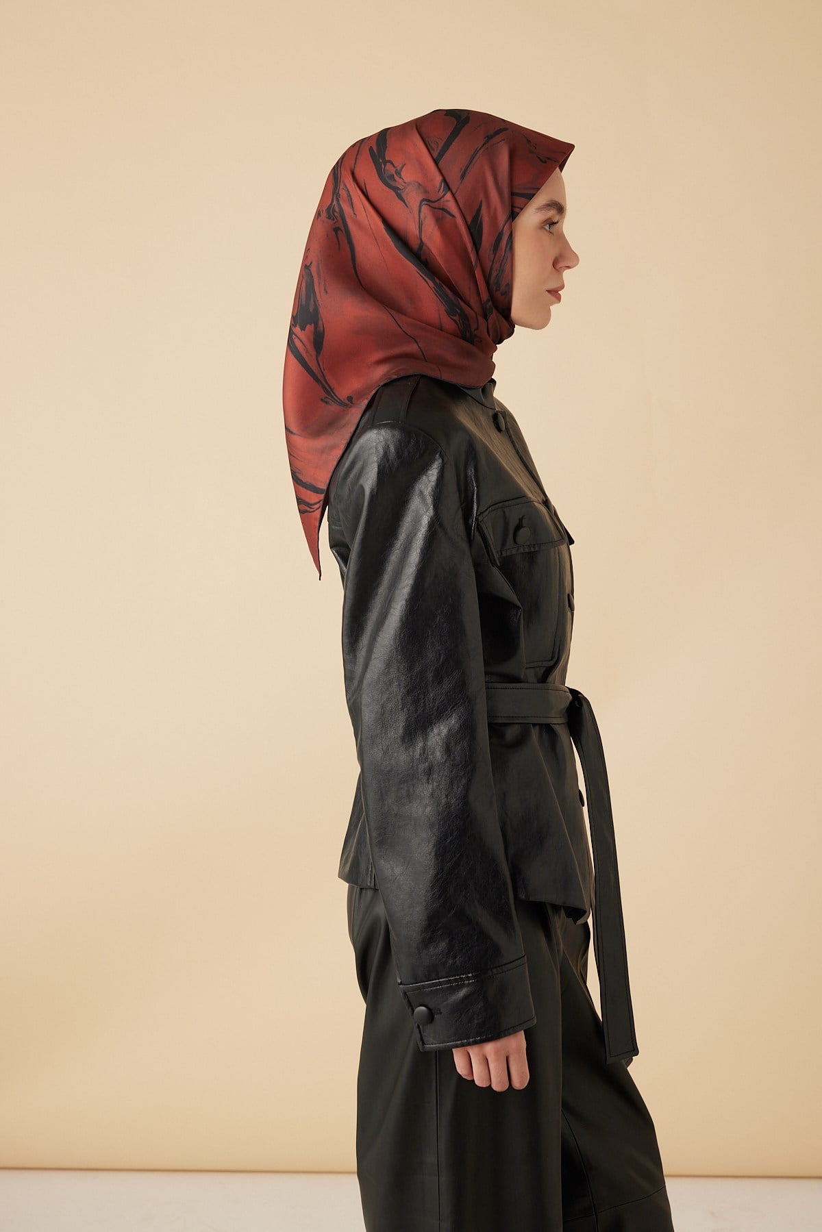 EVA TİVİL İPEK EŞARP 90*90 CM - KIRMIZI