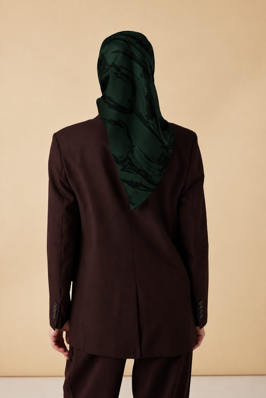 EVA TİVİL İPEK EŞARP 90*90 CM - KOYU YEŞİL