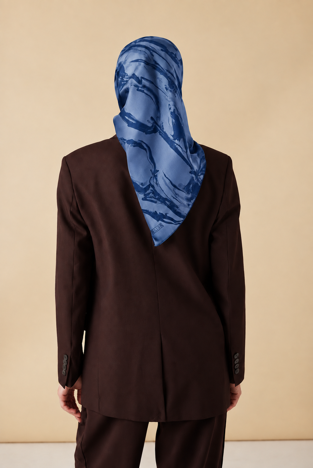EVA TİVİL İPEK EŞARP 90*90 CM - MAVİ
