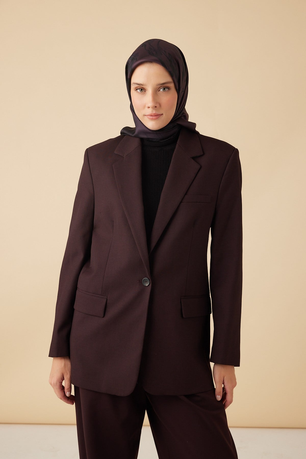 EVA TİVİL İPEK EŞARP 90*90 CM - MÜRDÜM
