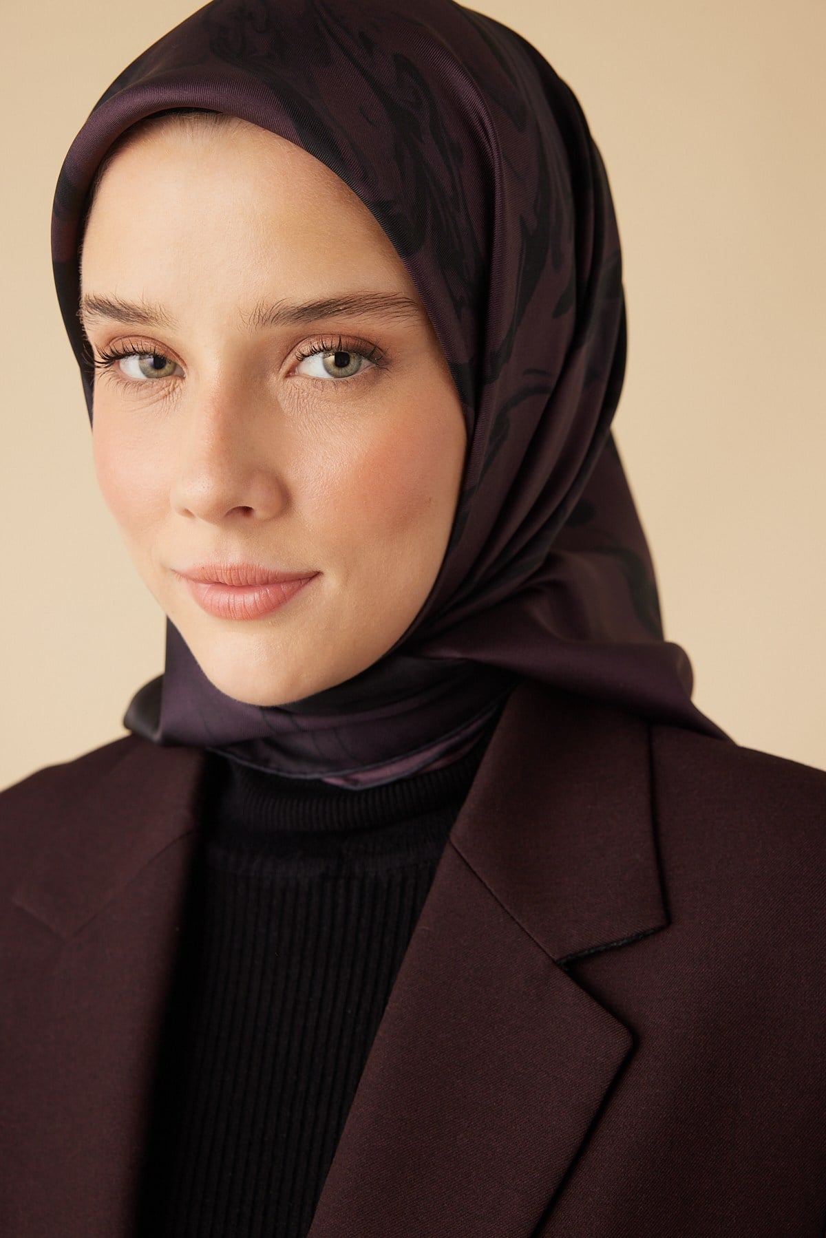 EVA TİVİL İPEK EŞARP 90*90 CM - MÜRDÜM