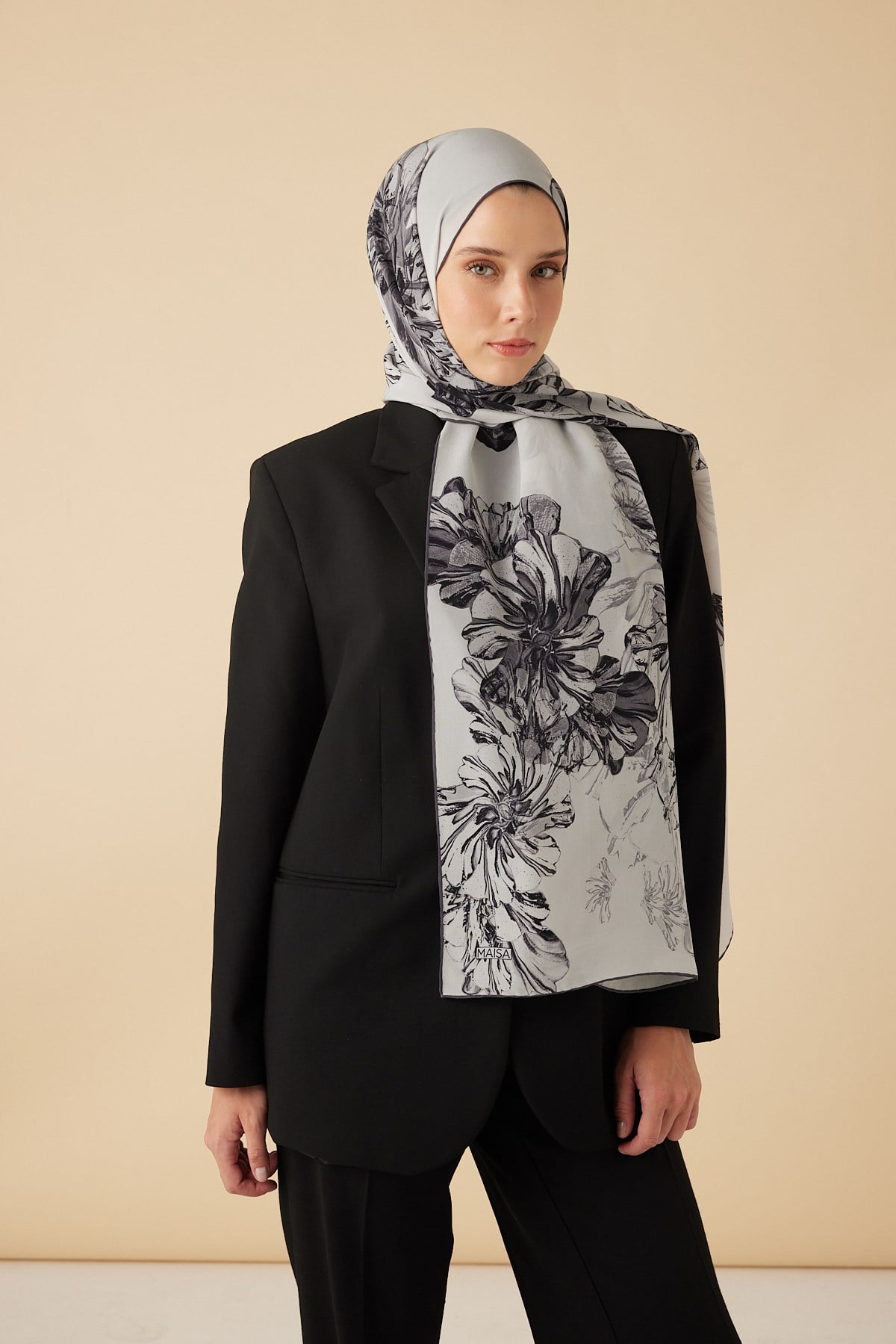 EZGİN KREP İPEK ŞAL 70*190 CM - GRİ