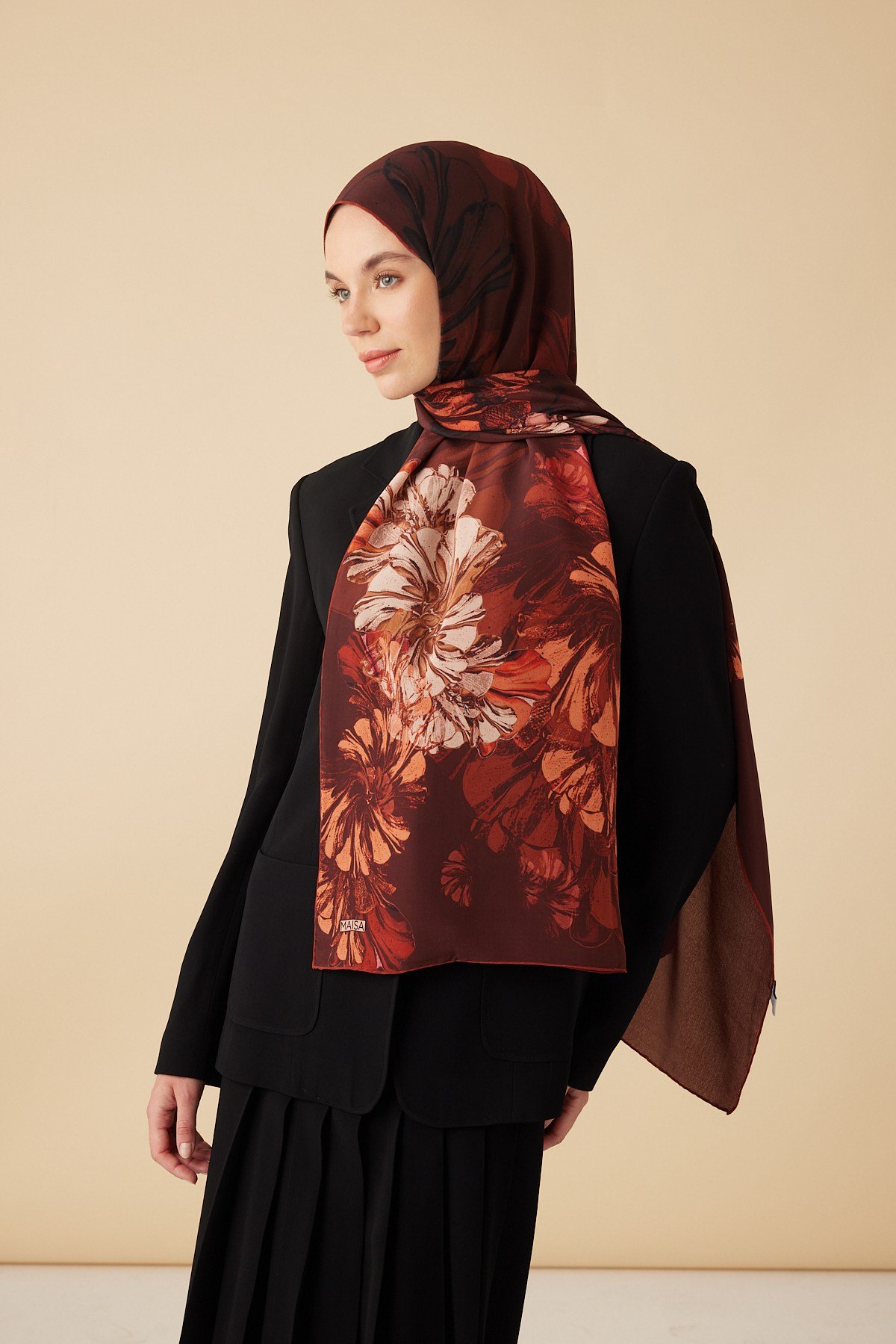 EZGİN KREP İPEK ŞAL 70*190 CM - KİREMİT