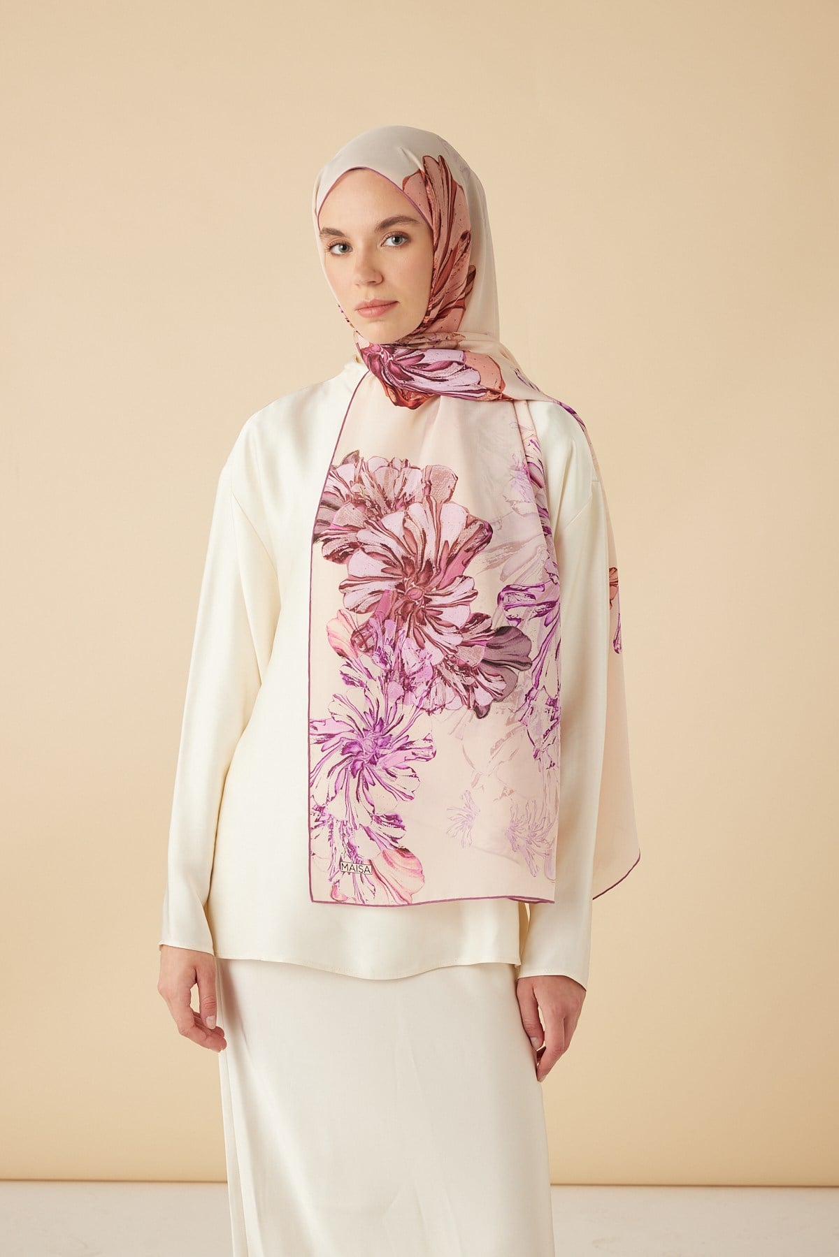 EZGİN KREP İPEK ŞAL 70*190 CM - PEMBE