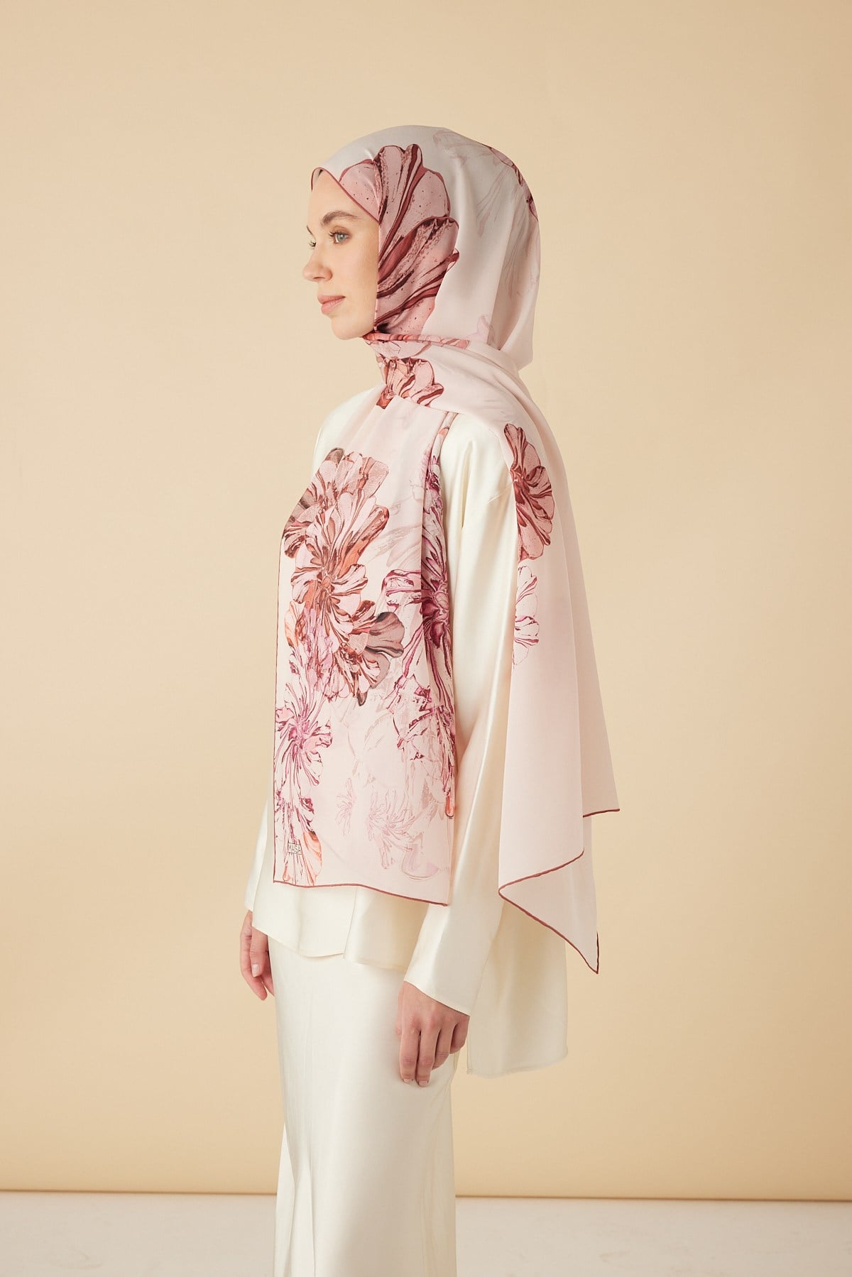 EZGİN KREP İPEK ŞAL 70*190 CM - PUDRA PEMBE