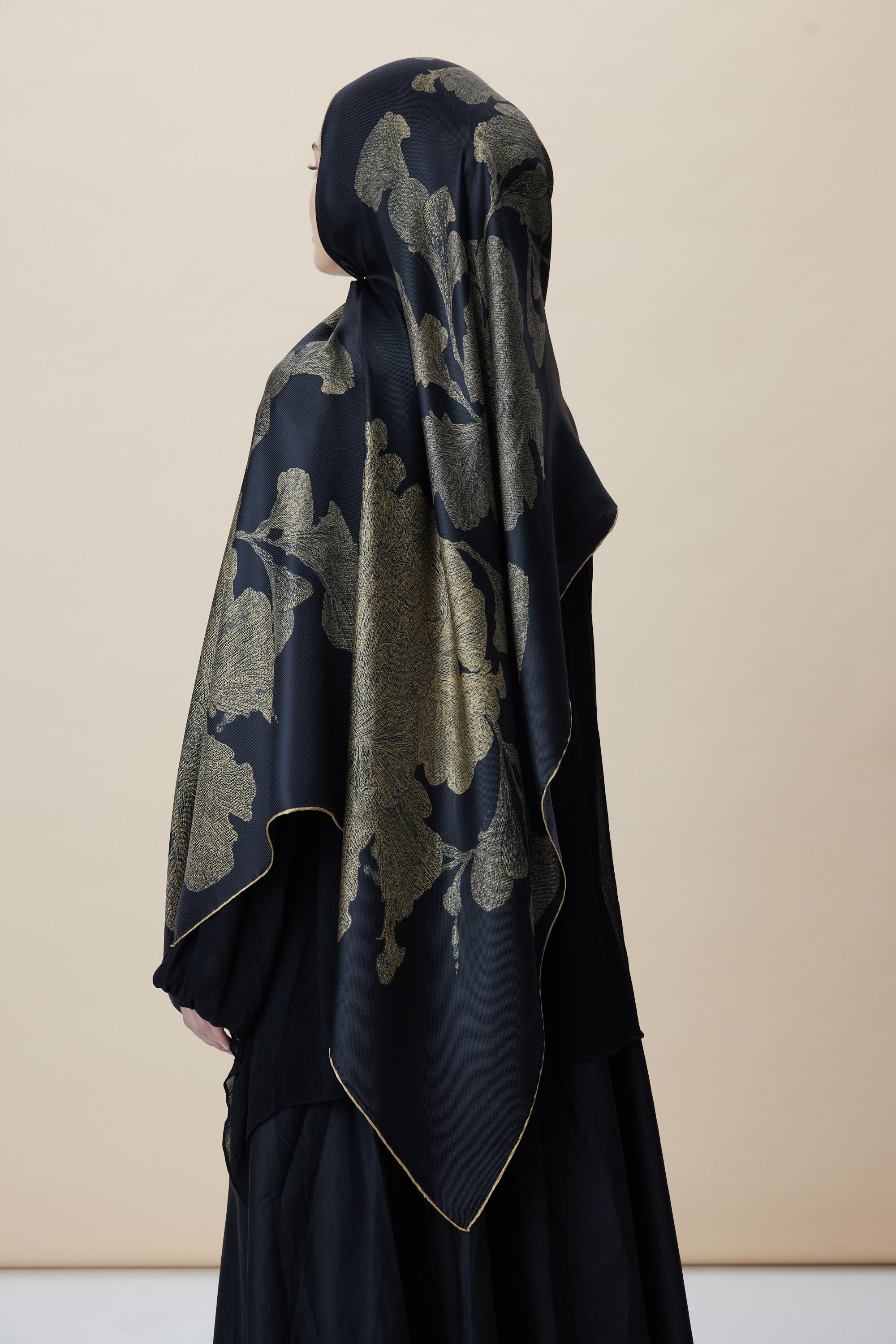 FARAH MULBERRY İPEK ŞAL 70*190 - GOLD SİYAH