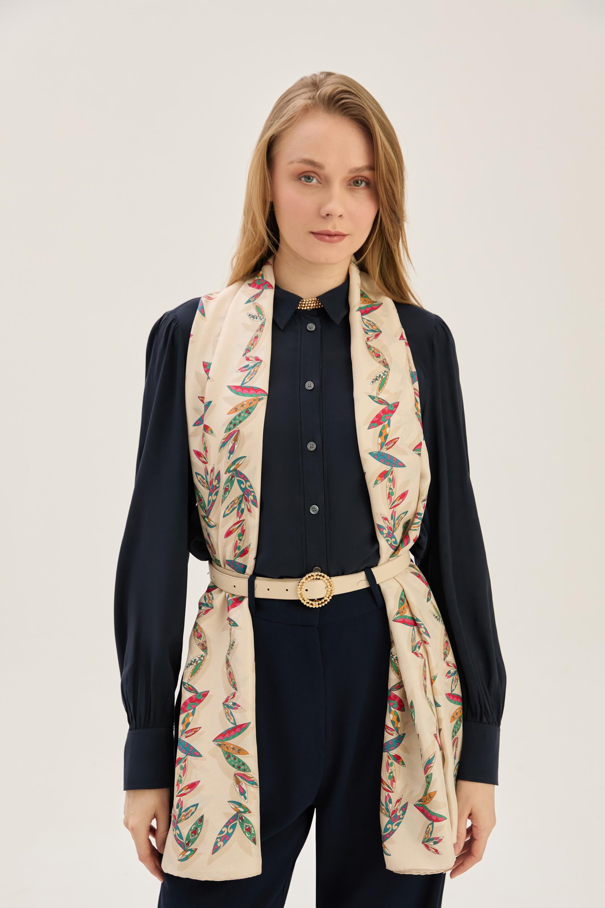 FER PAMUK İPEK ŞAL 70*190 CM - CAMEL