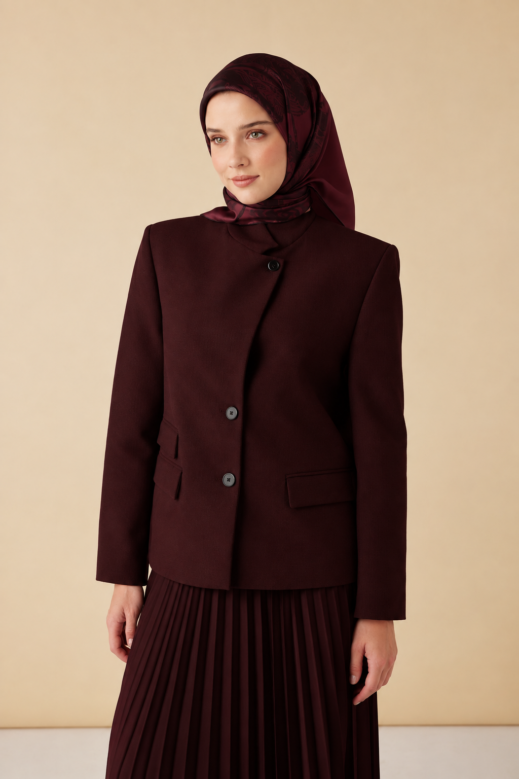 FERYA MULBERRY İPEK EŞARP 90*90 CM - BORDO