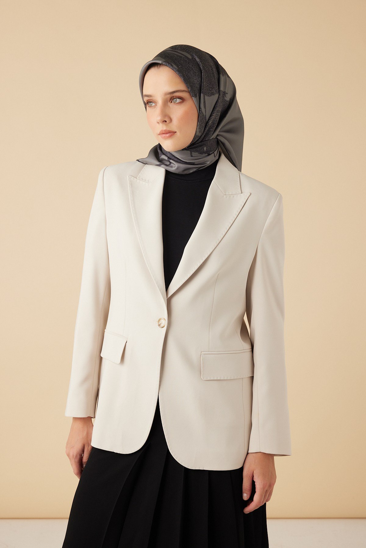 FERYA MULBERRY İPEK EŞARP 90*90 CM - GRİ