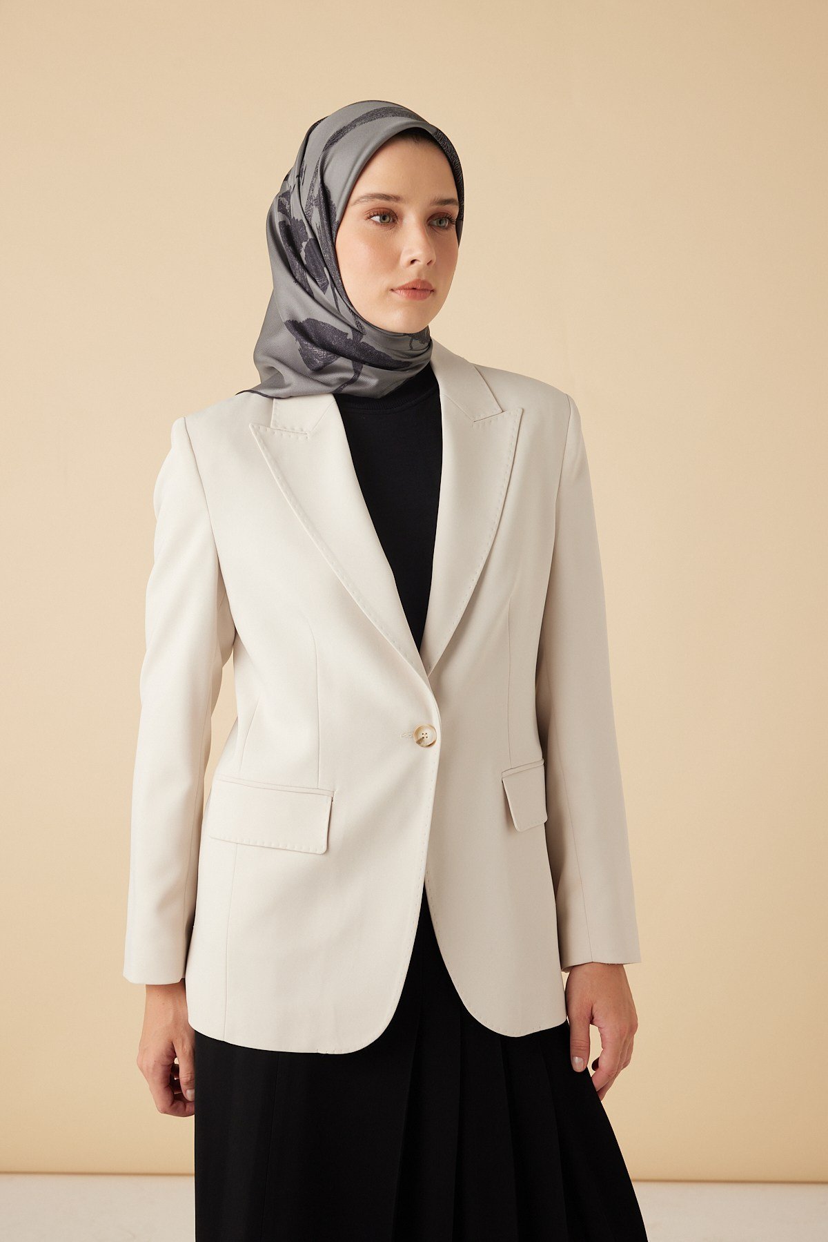 FERYA MULBERRY İPEK EŞARP 90*90 CM - GRİ