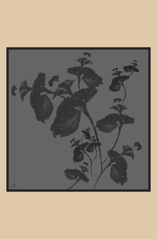FERYA MULBERRY İPEK EŞARP 90*90 CM - GRİ