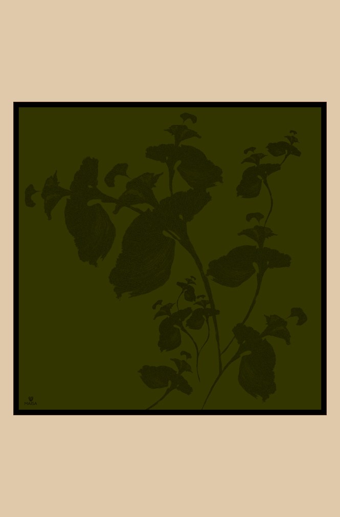 FERYA MULBERRY İPEK EŞARP 90*90 CM - HAKİ