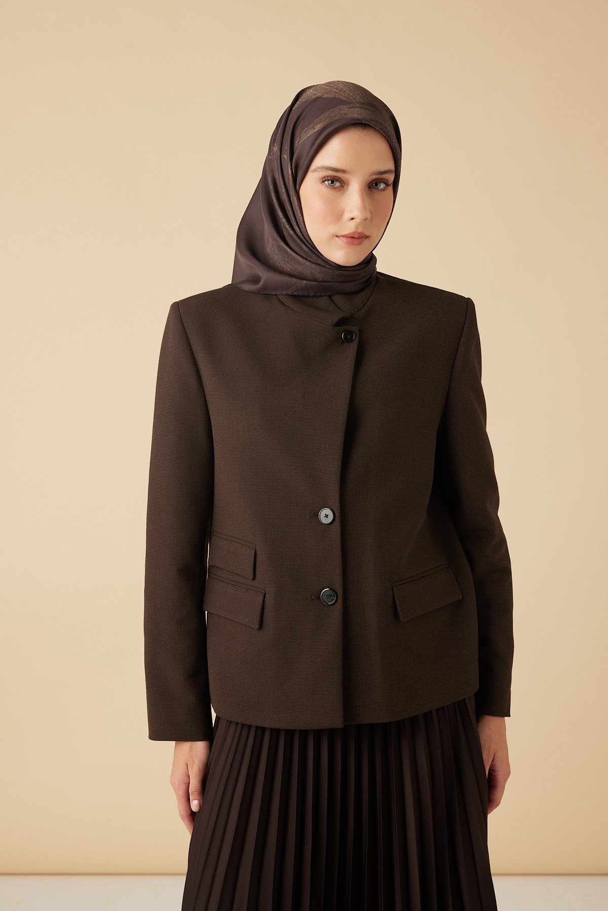 FERYA MULBERRY İPEK EŞARP 90*90 CM - KAHVERENGİ
