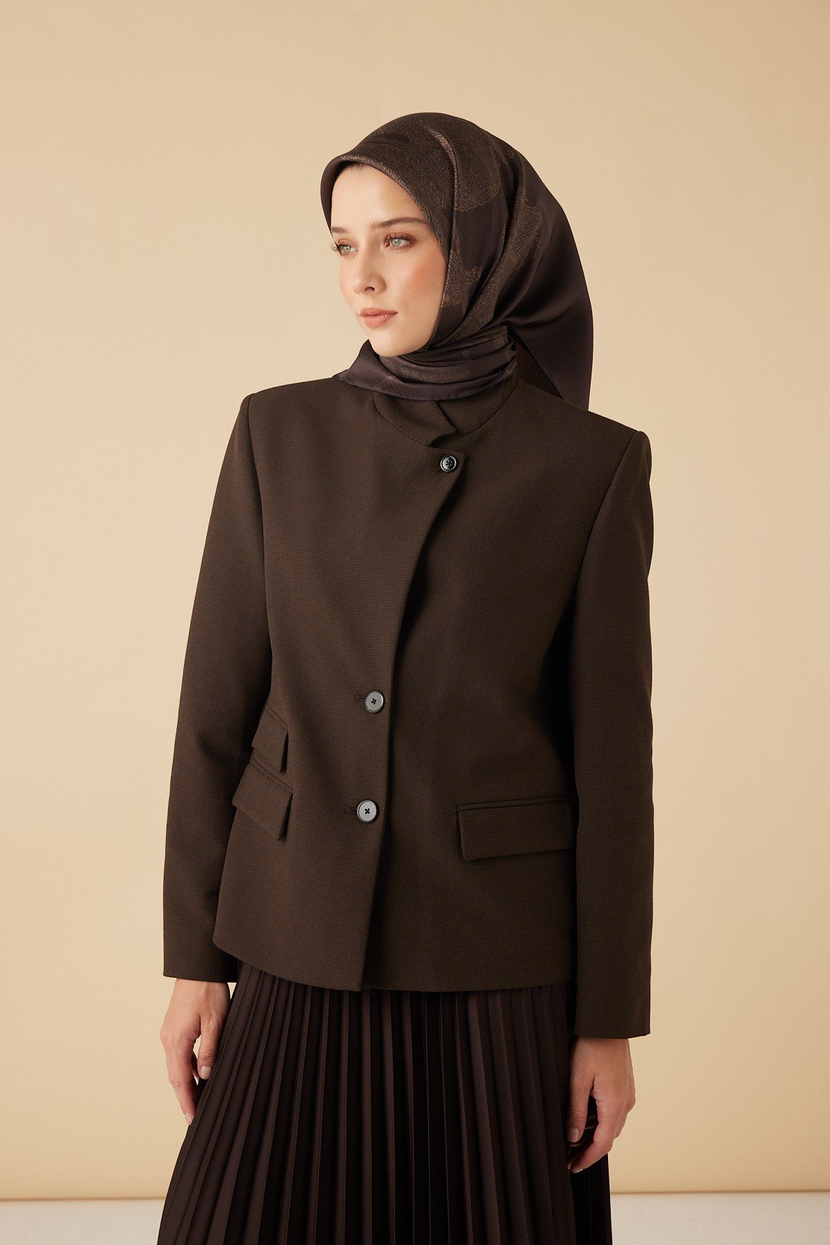 FERYA MULBERRY İPEK EŞARP 90*90 CM - KAHVERENGİ