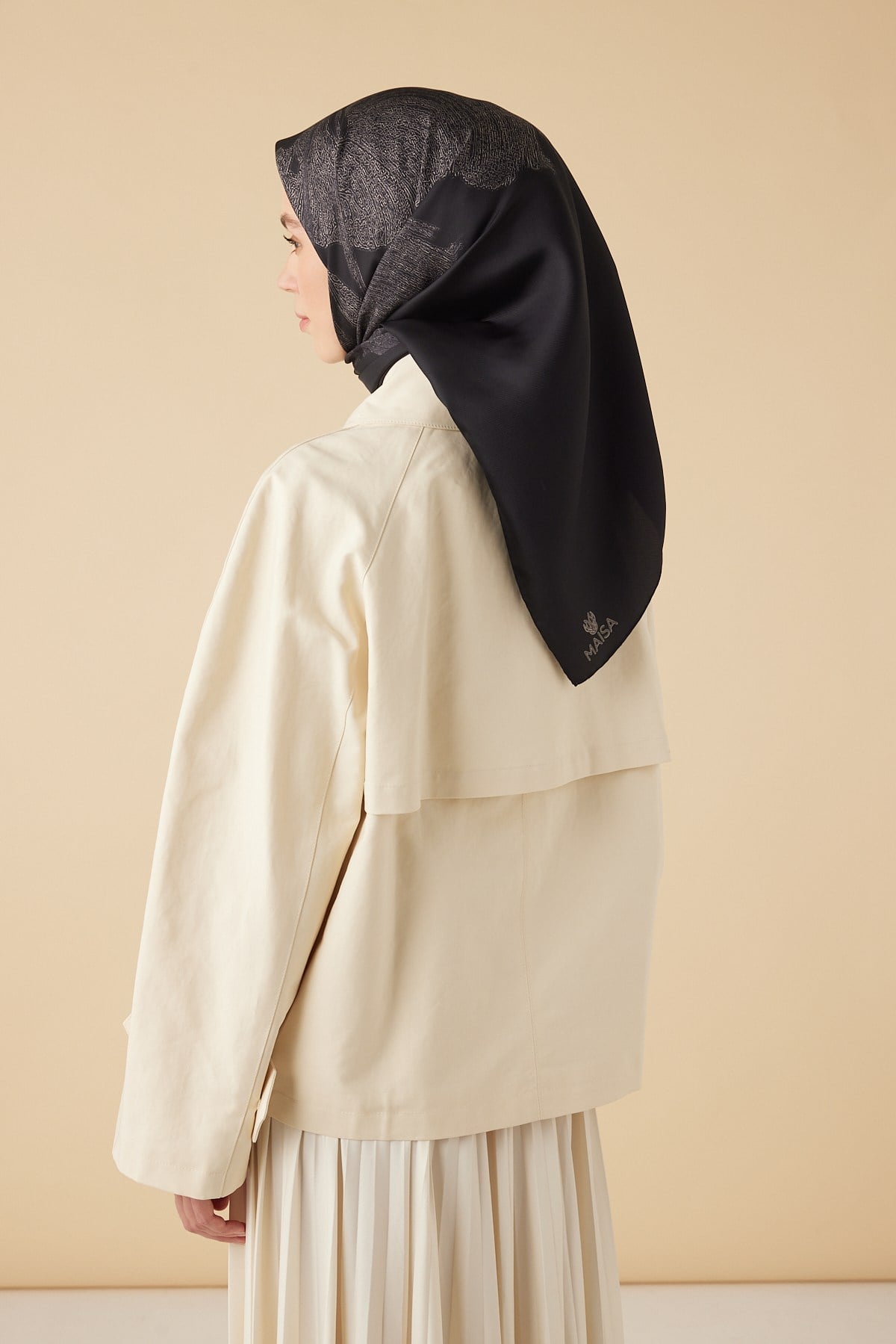 FERYA MULBERRY İPEK EŞARP 90*90 CM - SİYAH