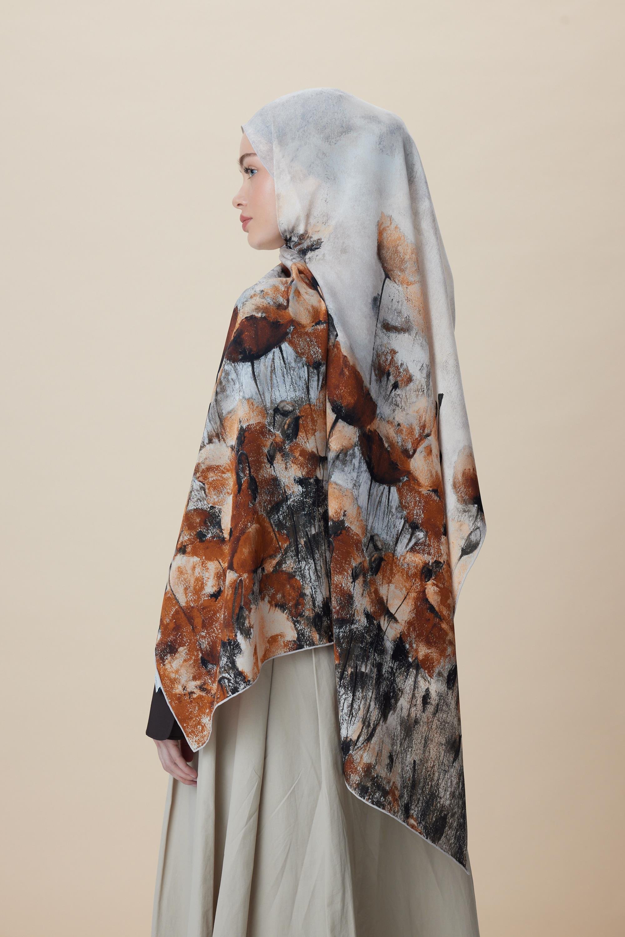 GELİNCİK KREP İPEK ŞAL 70*190 CM - KREM