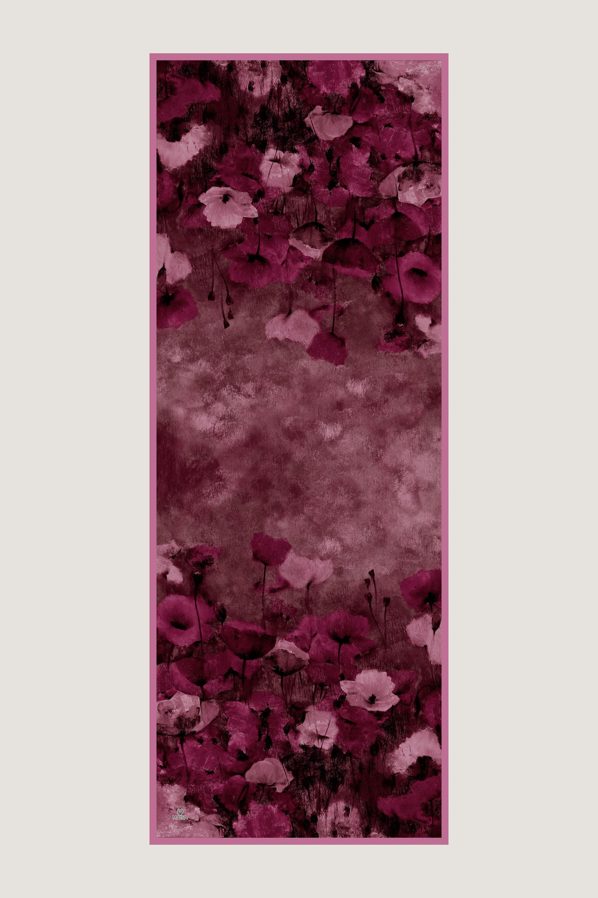 GELİNCİK KREP İPEK ŞAL 70*190 CM - MÜRDÜM