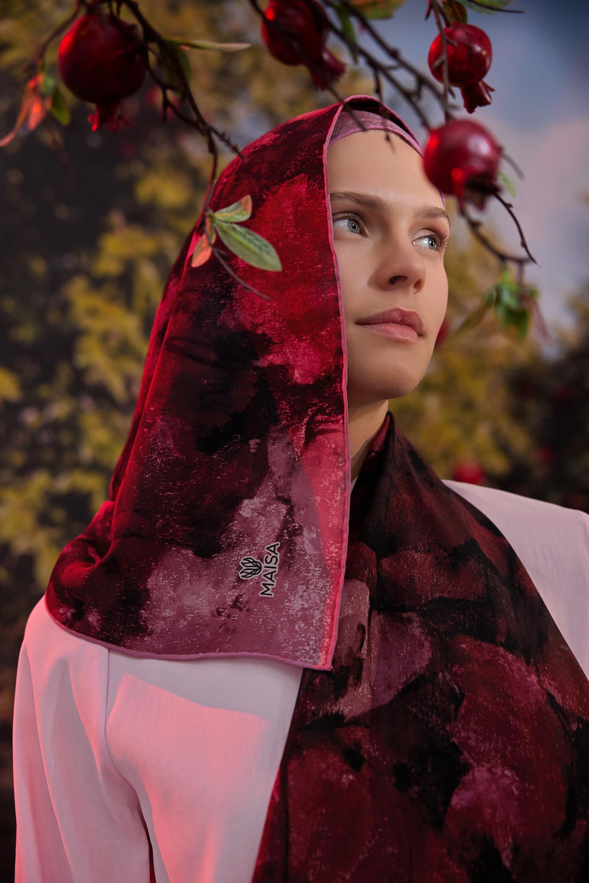 GELİNCİK KREP İPEK ŞAL 70*190 CM - MÜRDÜM