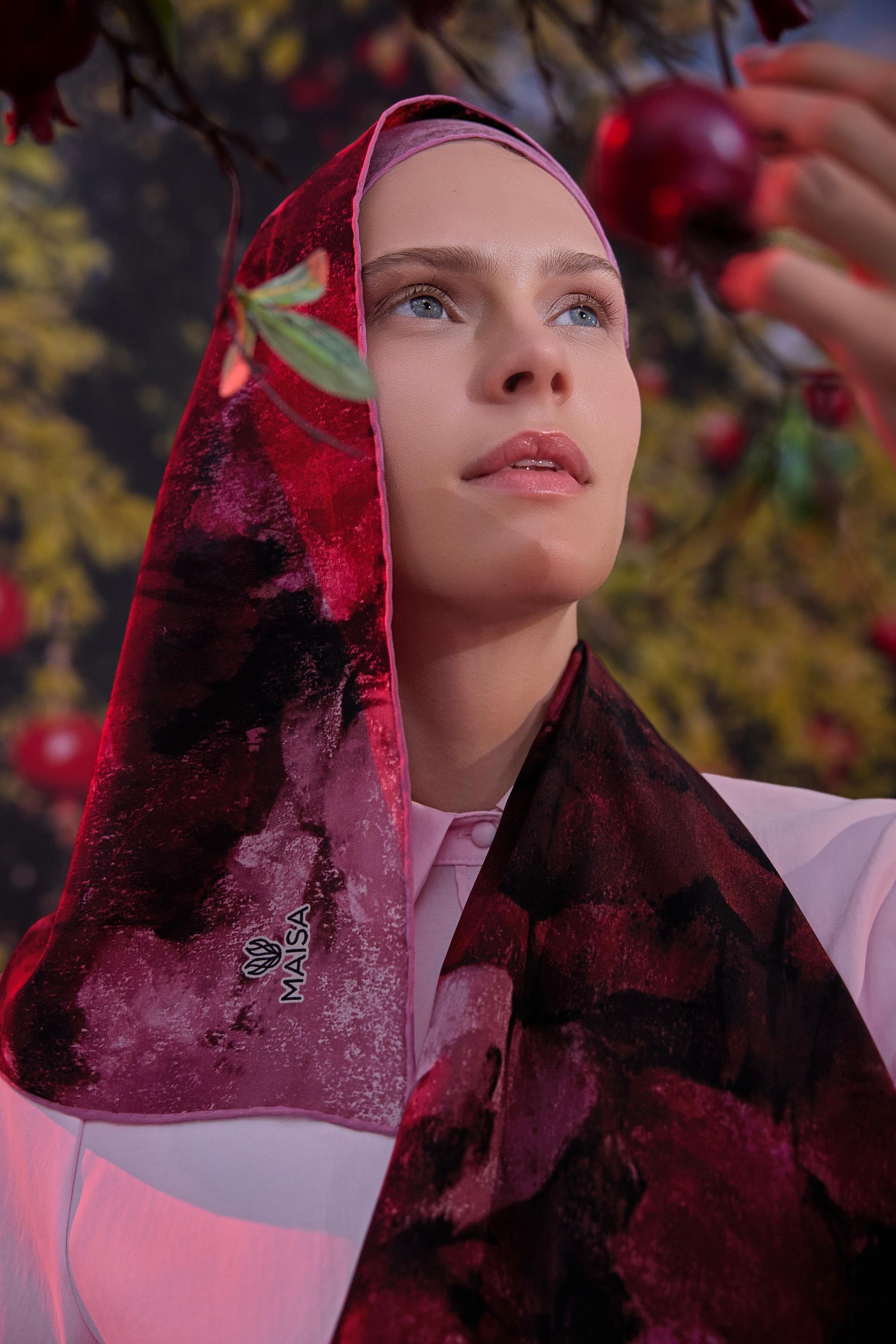 GELİNCİK KREP İPEK ŞAL 70*190 CM - MÜRDÜM