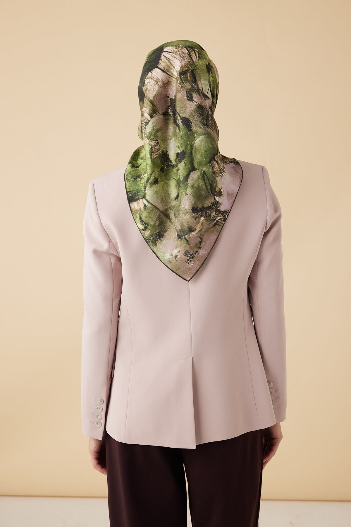 GELİNCİK TİVİL İPEK EŞARP 90*90 CM - YEŞİL