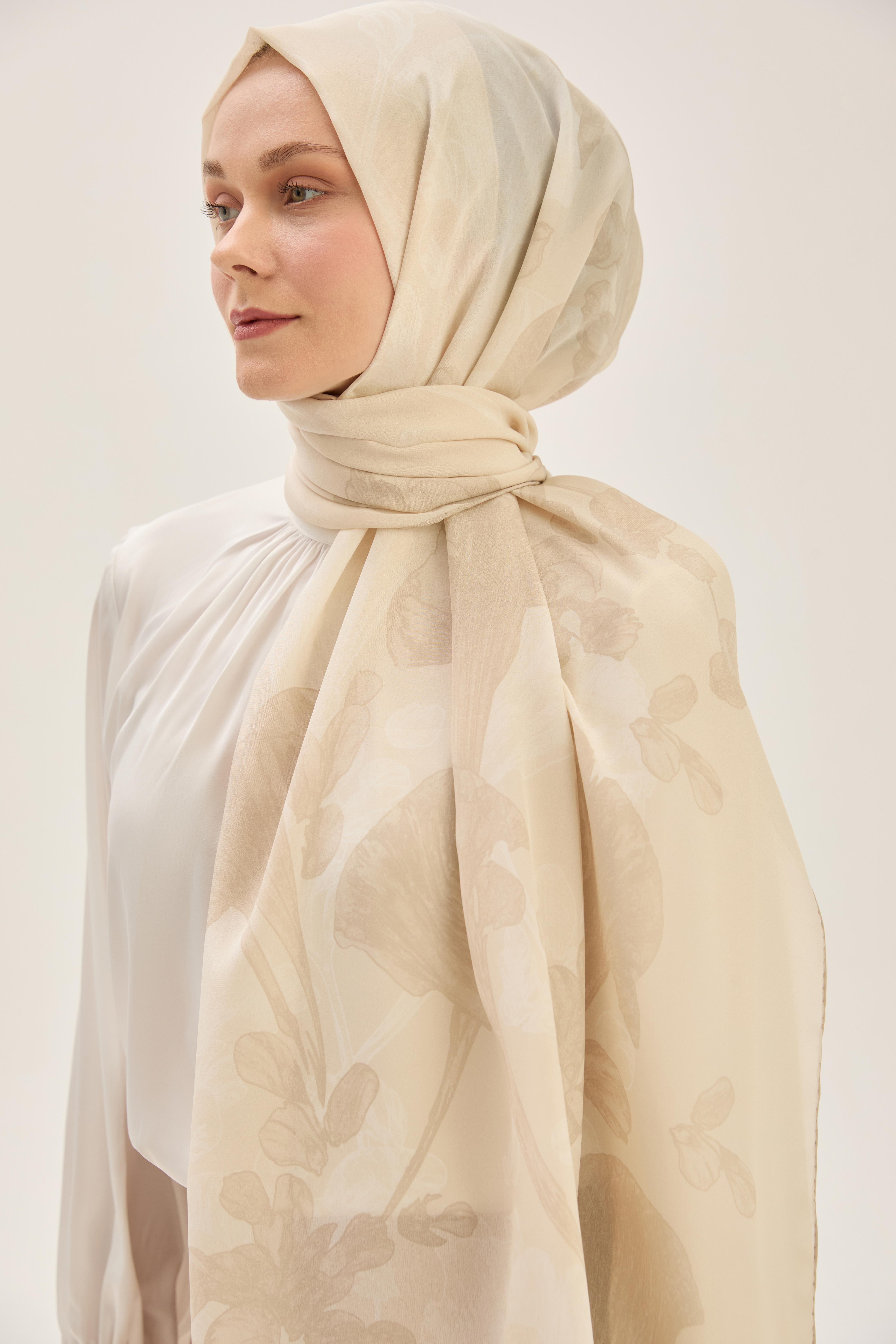 GEM KREP İPEK ŞAL 70*190 CM - BEJ