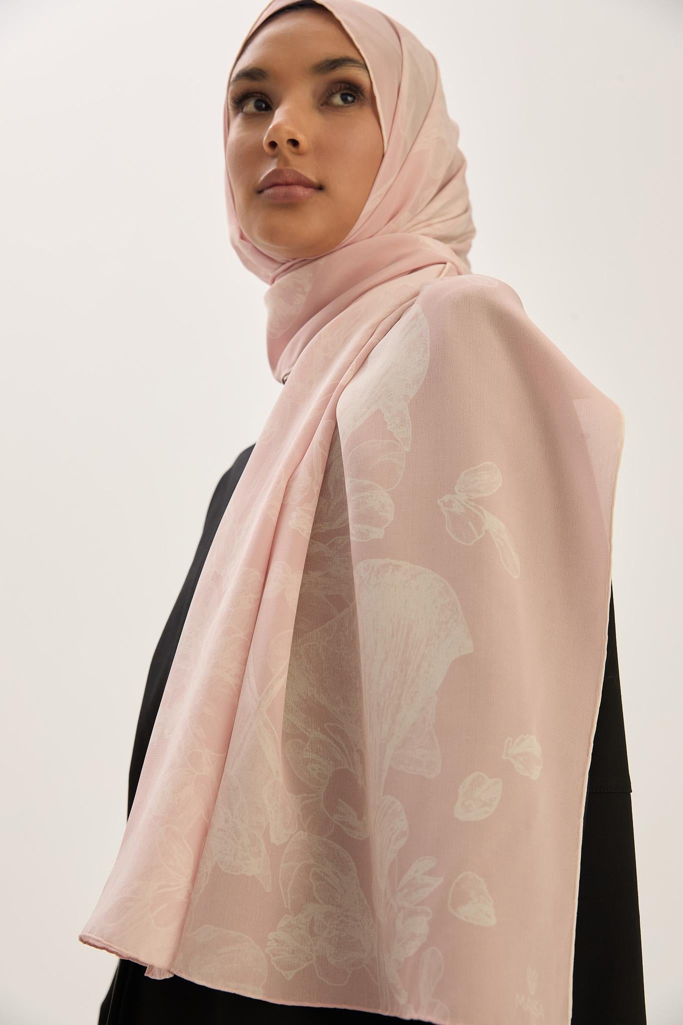 GEM KREP İPEK ŞAL 70*190 CM - PEMBE