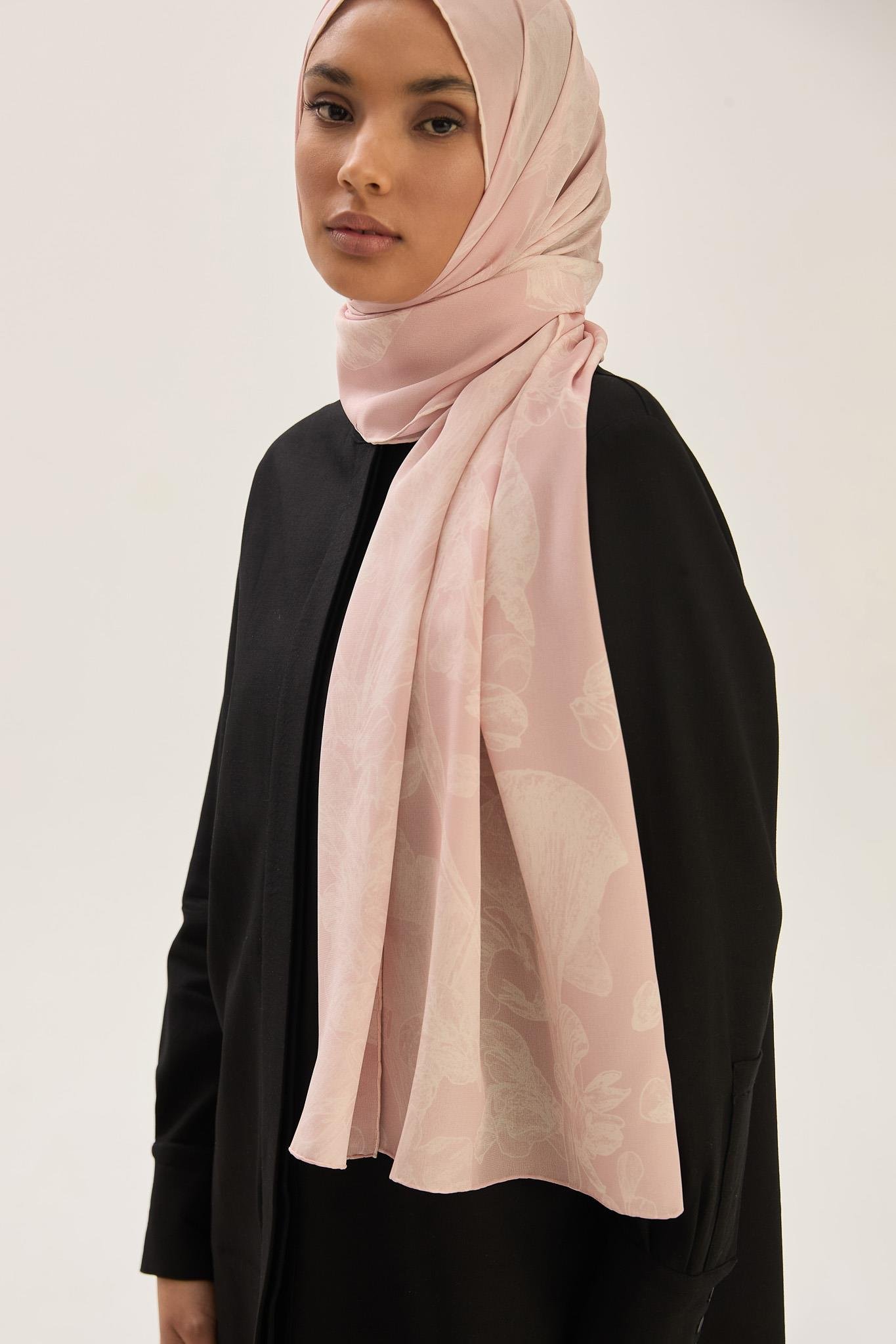 GEM KREP İPEK ŞAL 70*190 CM - PEMBE