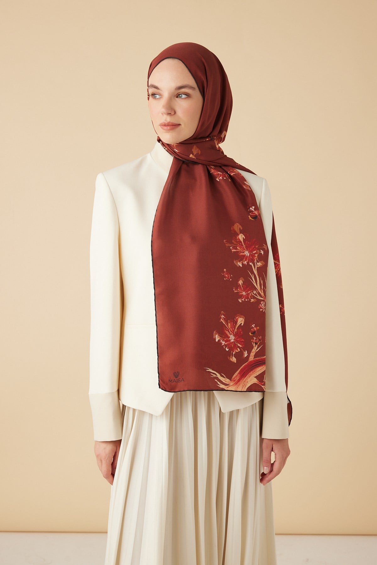 GEVHER PAMUK İPEK ŞAL 70*190 CM - KİREMİT