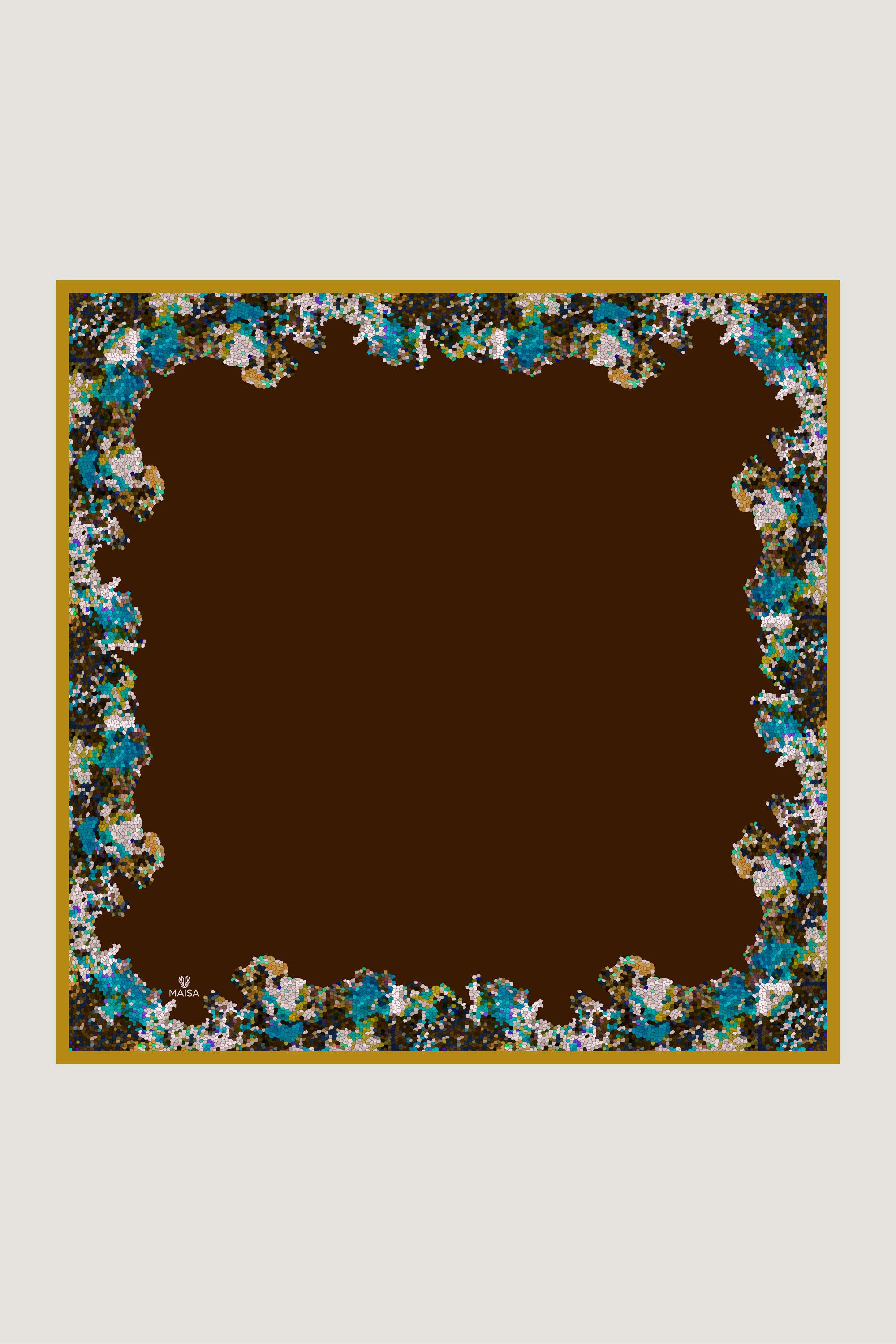 GİNA TİVİL İPEK EŞARP 90*90 CM - KAHVERENGİ