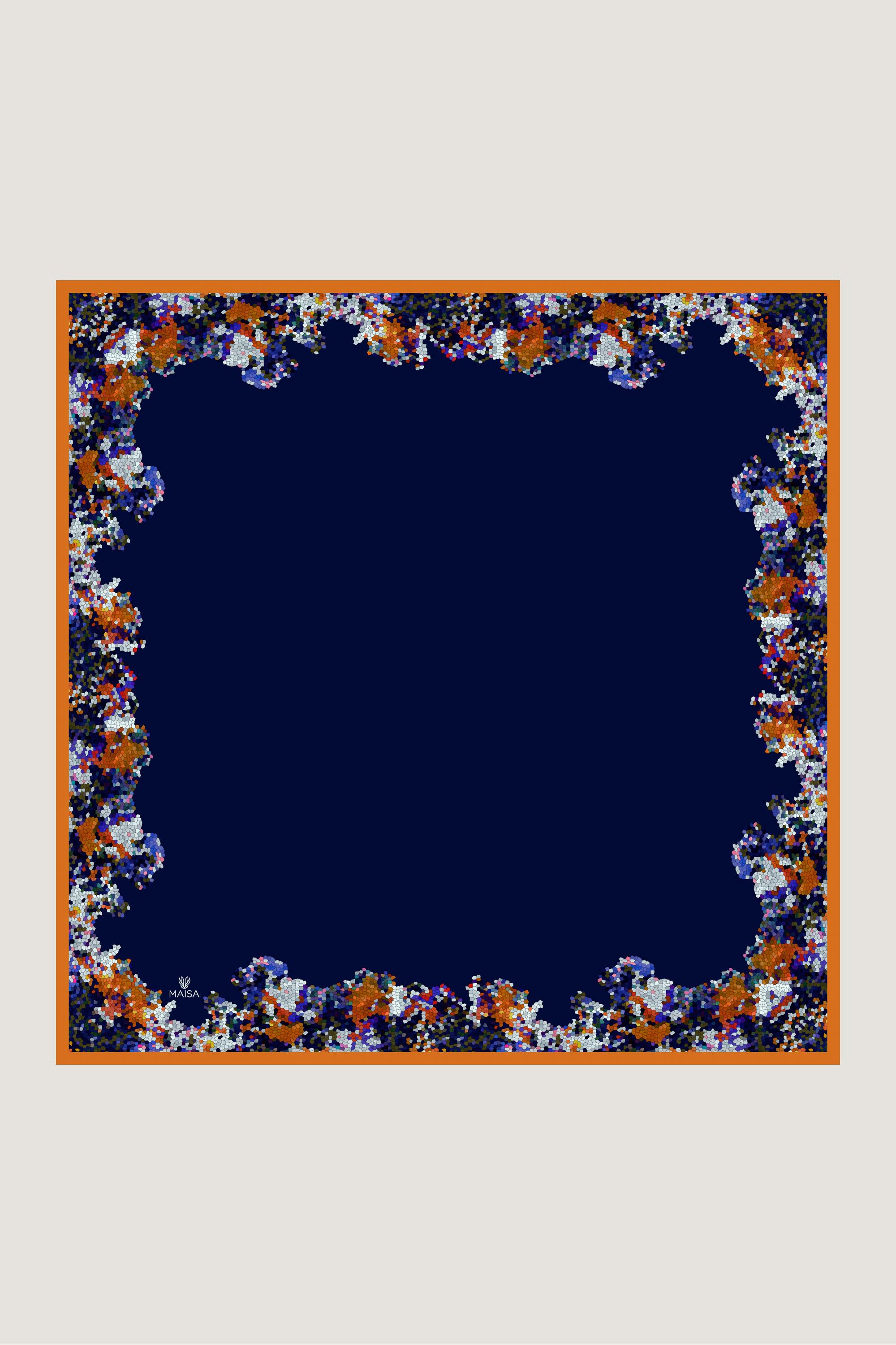 GİNA TİVİL İPEK EŞARP 90*90 CM - LACİVERT