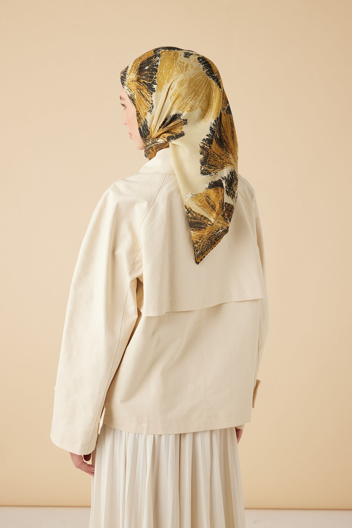 GİNKO YÜN ÜÇGEN ŞAL 140*140/2 CM - HARDAL