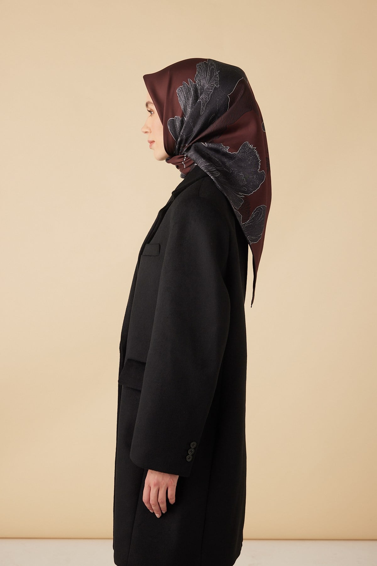 HALE TİVİL İPEK EŞARP 90*90 CM - KİREMİT