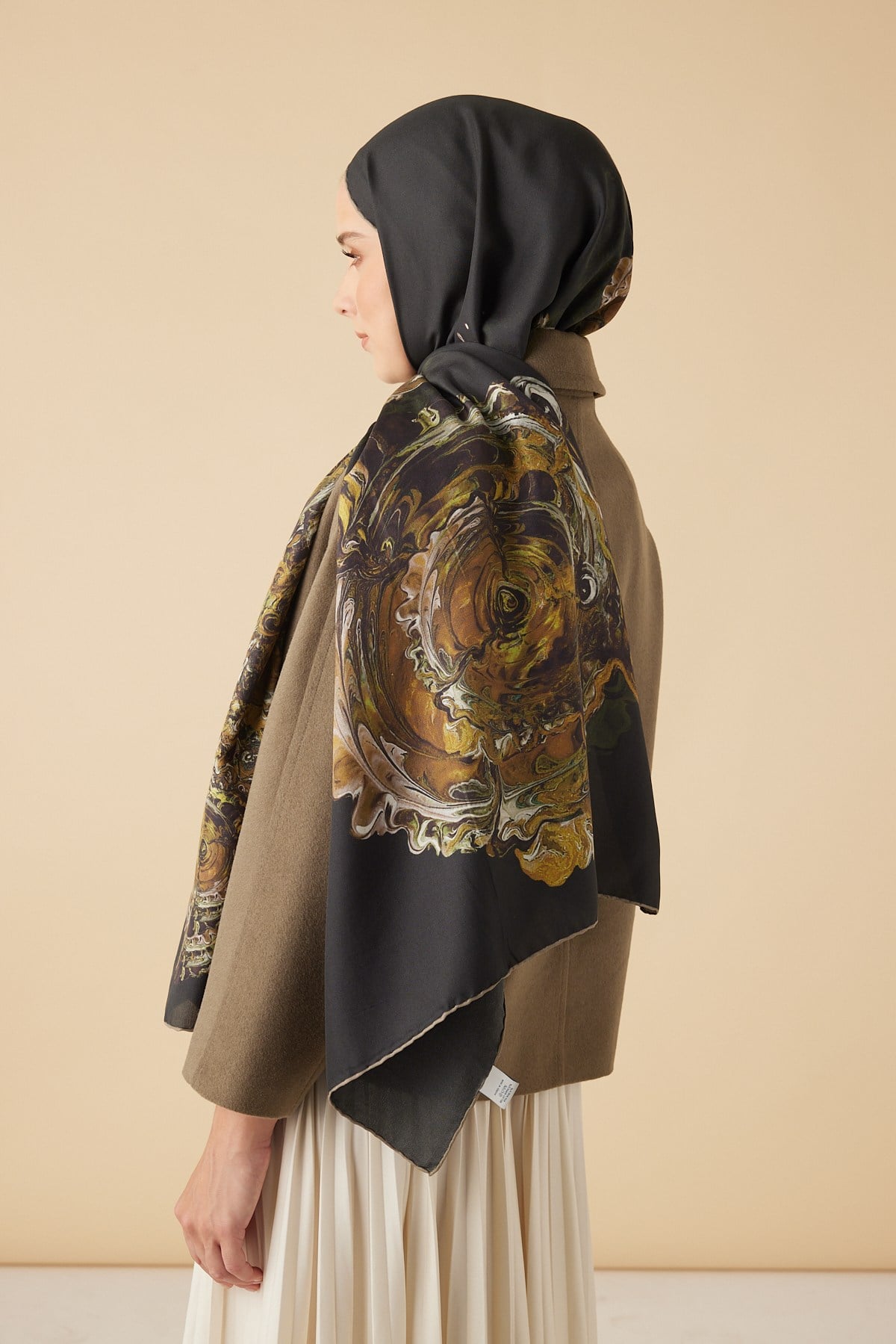 HARE PAMUK İPEK ŞAL 70*190 CM - HAKİ