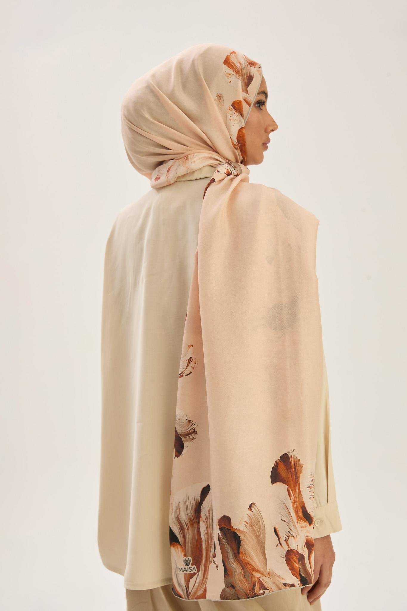 HUŞ PAMUK İPEK ŞAL 70*190 CM - KAHVERENGİ