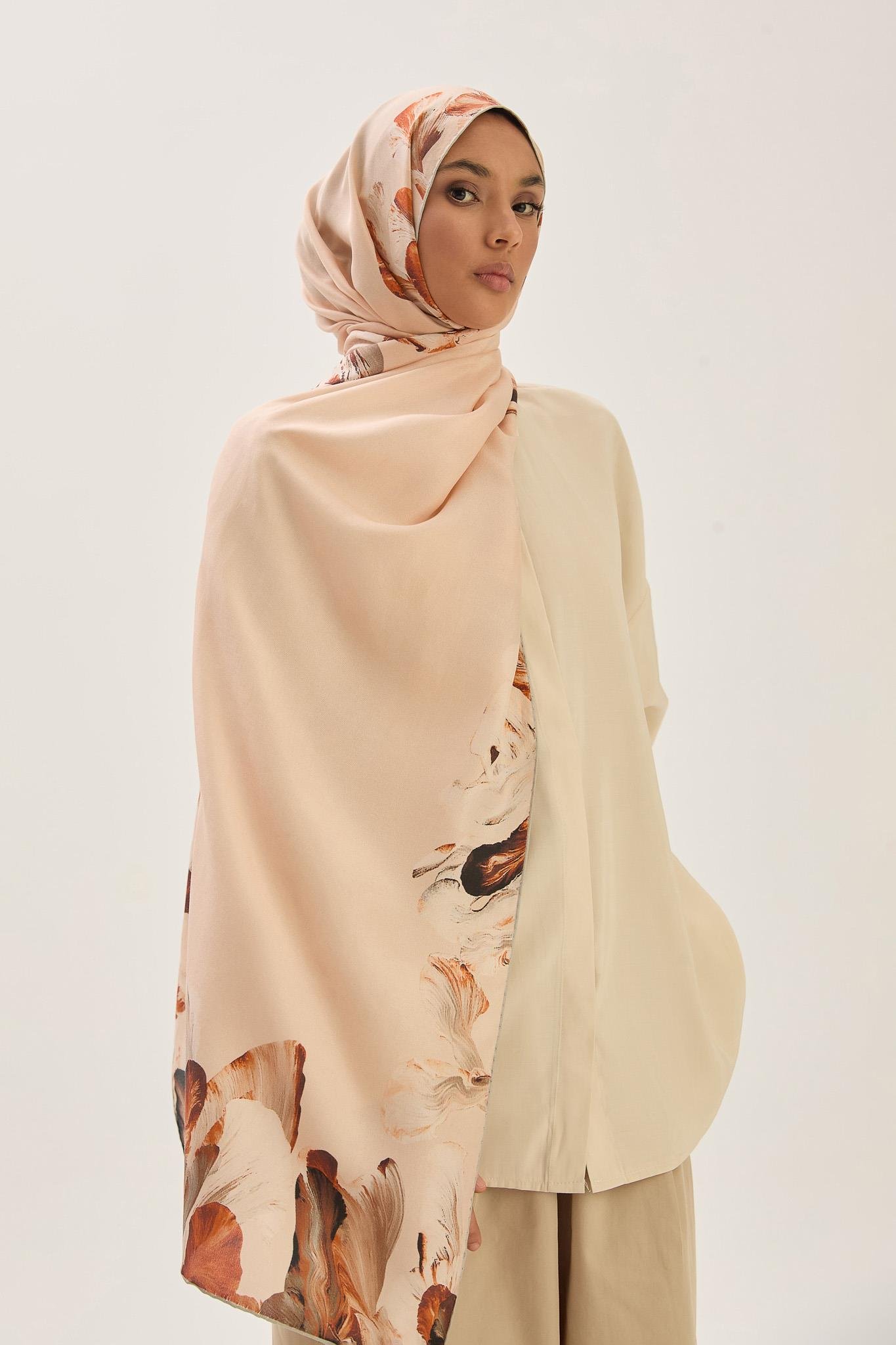 HUŞ PAMUK İPEK ŞAL 70*190 CM - KAHVERENGİ